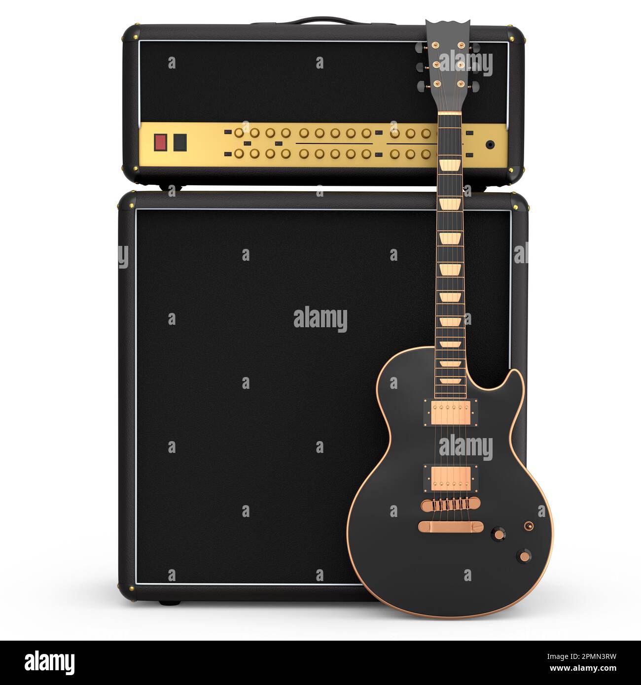 Classical amplifier with electric or acoustic guitar isolated on white