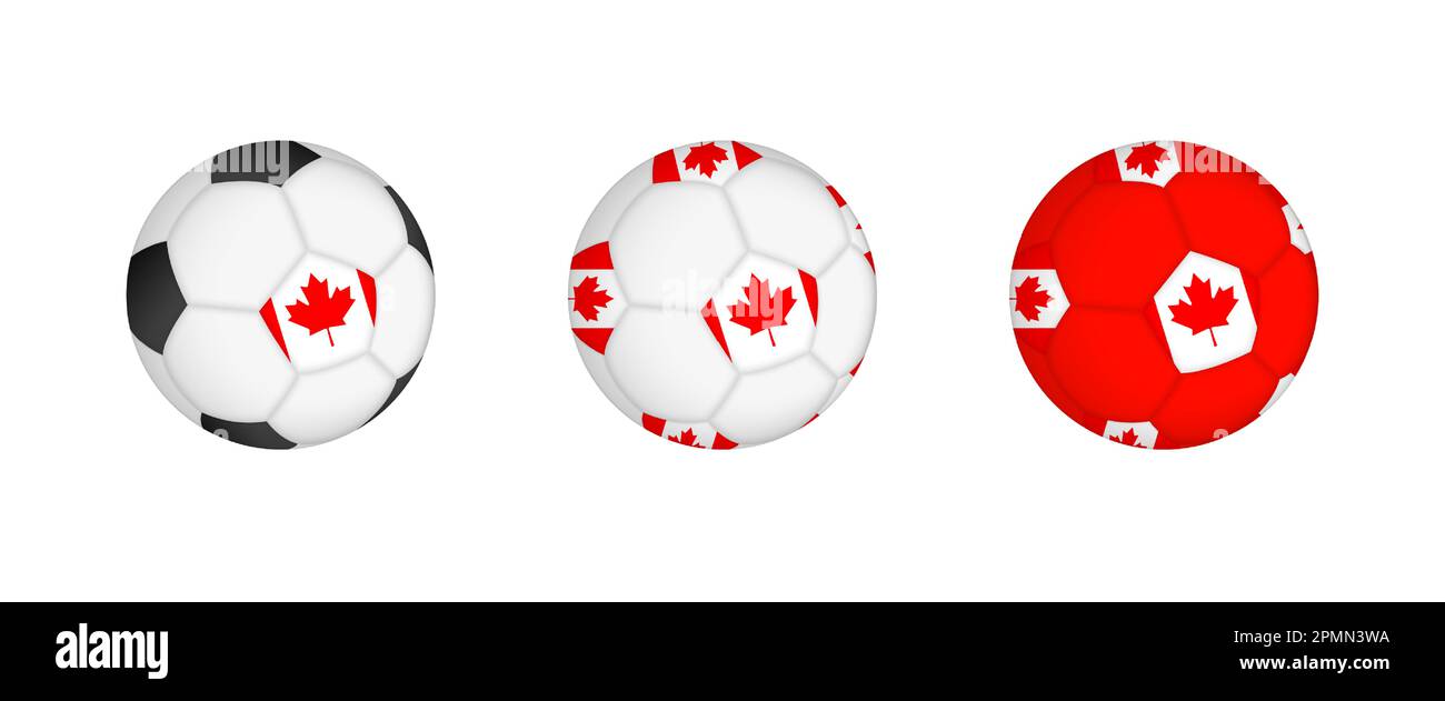 Collection football ball with the Canada flag. Soccer equipment mockup
