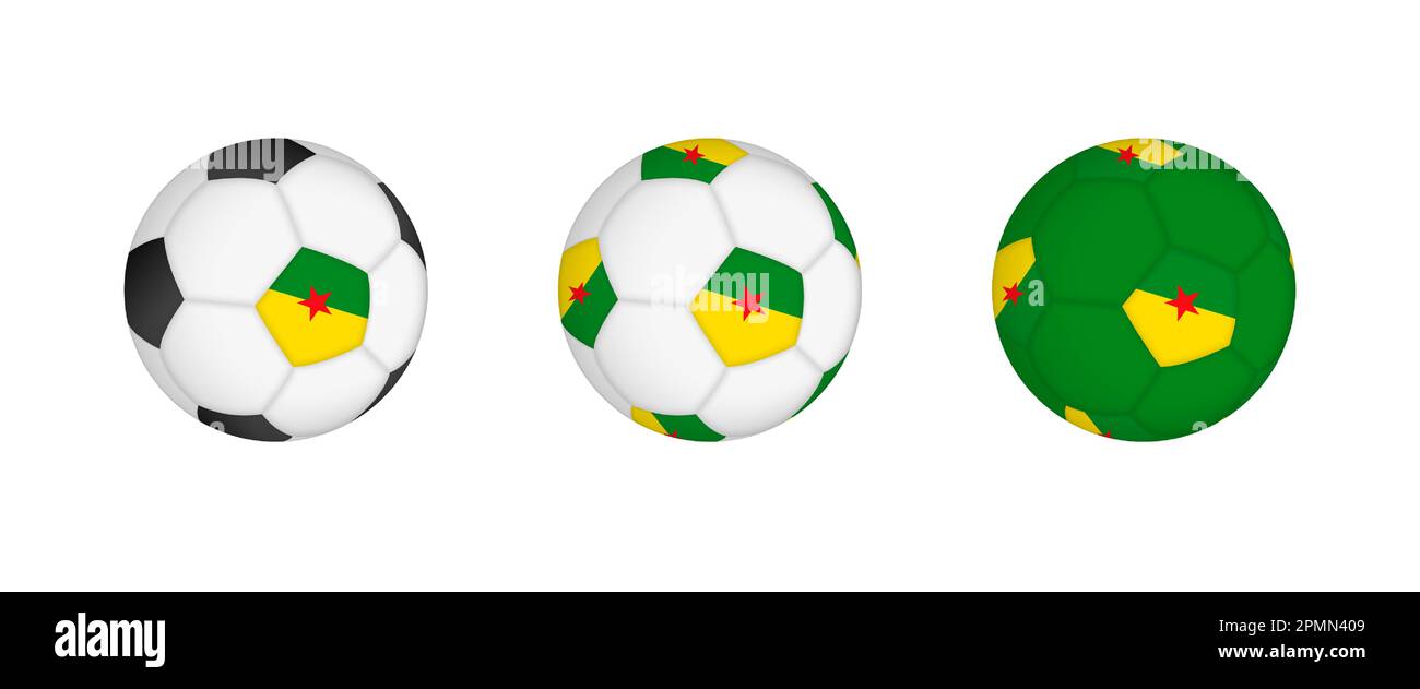 Collection football ball with the French Guiana flag. Soccer equipment