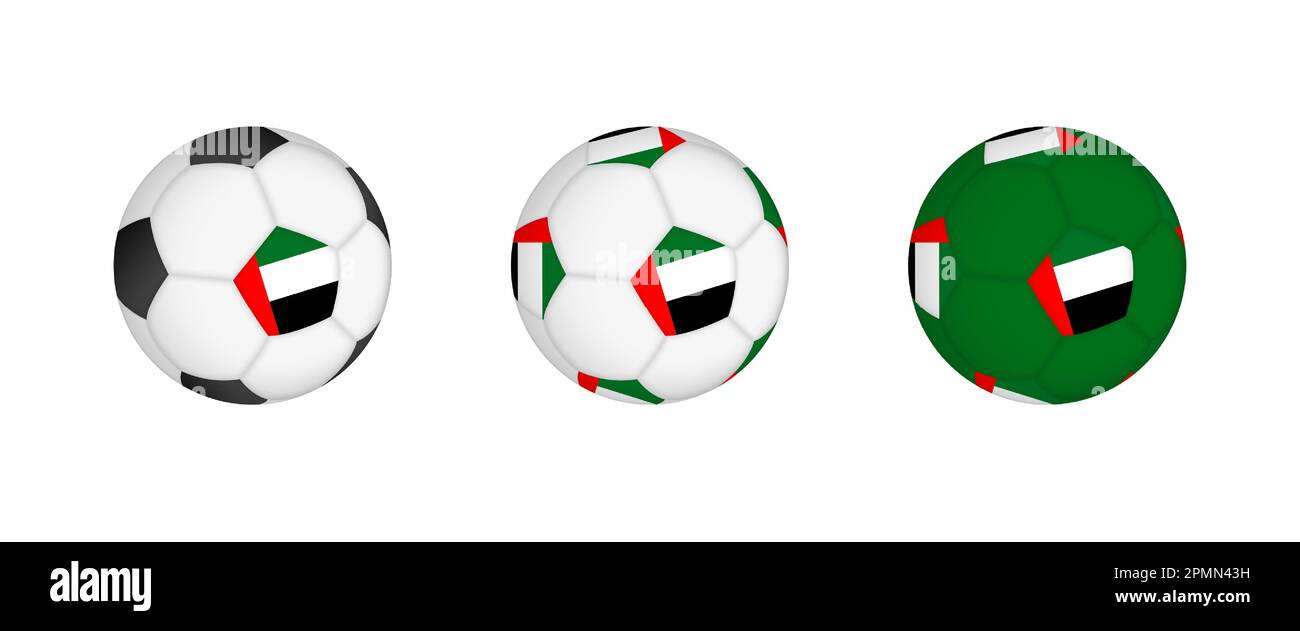Collection football ball with the United Arab Emirates flag. Soccer