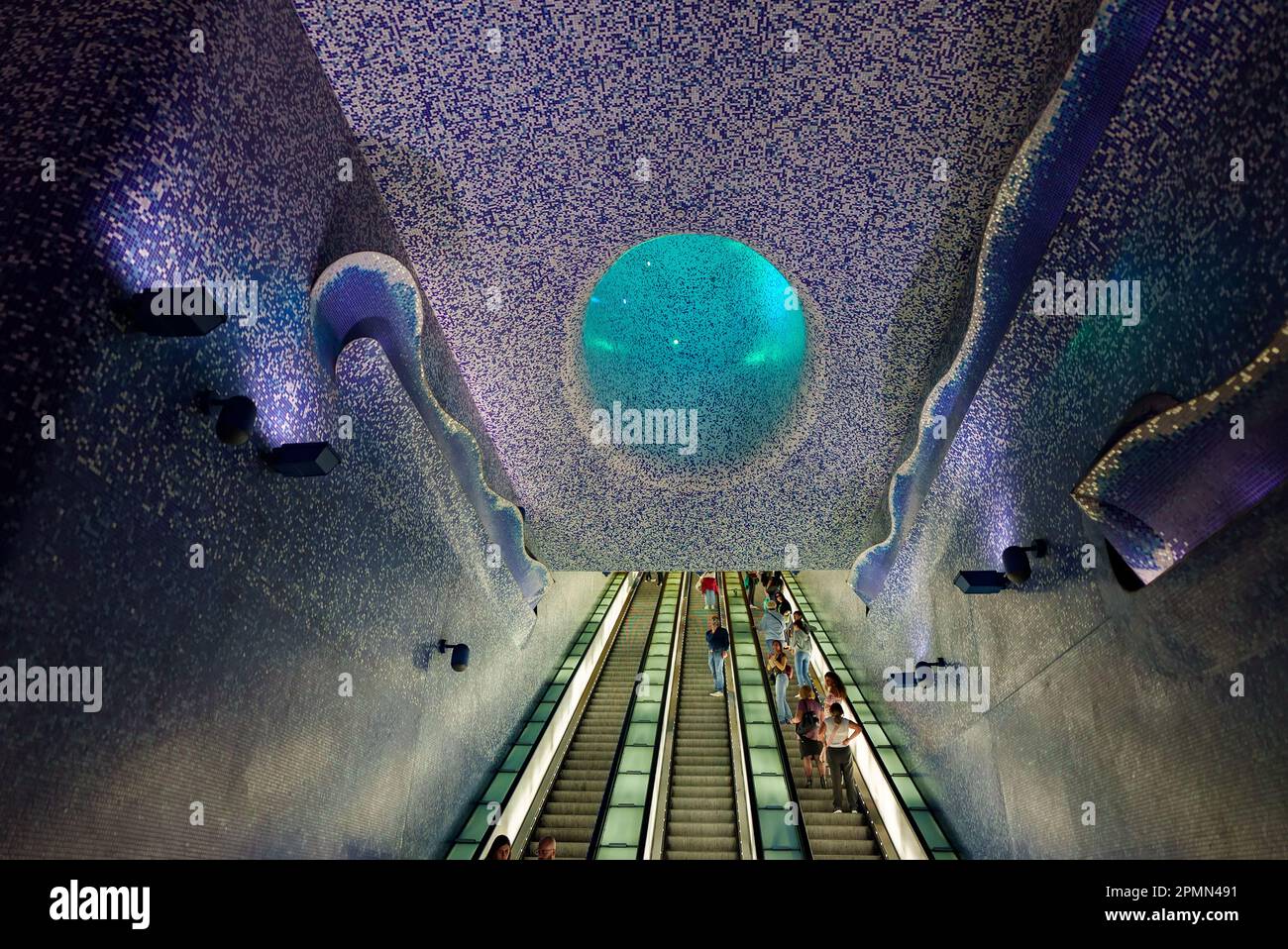 Italy, Naples - 22.10.2022: Inside the subway on Toledo station Stock Photo