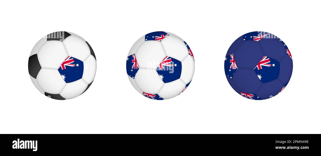 Collection football ball with the Australia flag. Soccer equipment