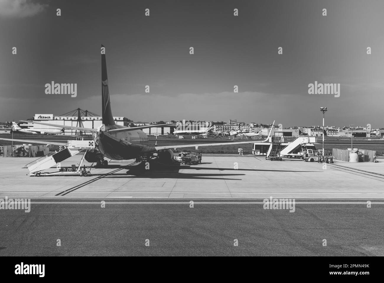 Italy, Naples - 24.10.2022: Ryanair plane at Capodichino airport. Stock Photo