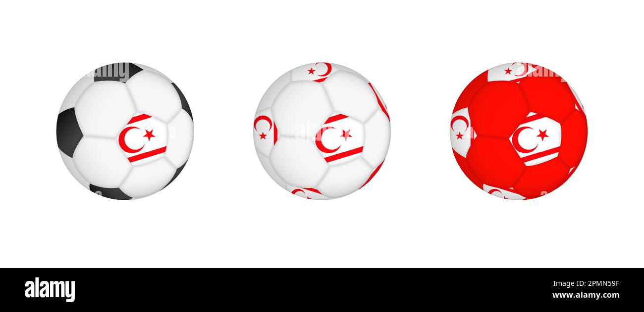 Collection football ball with the Northern Cyprus flag. Soccer equipment mockup with flag in