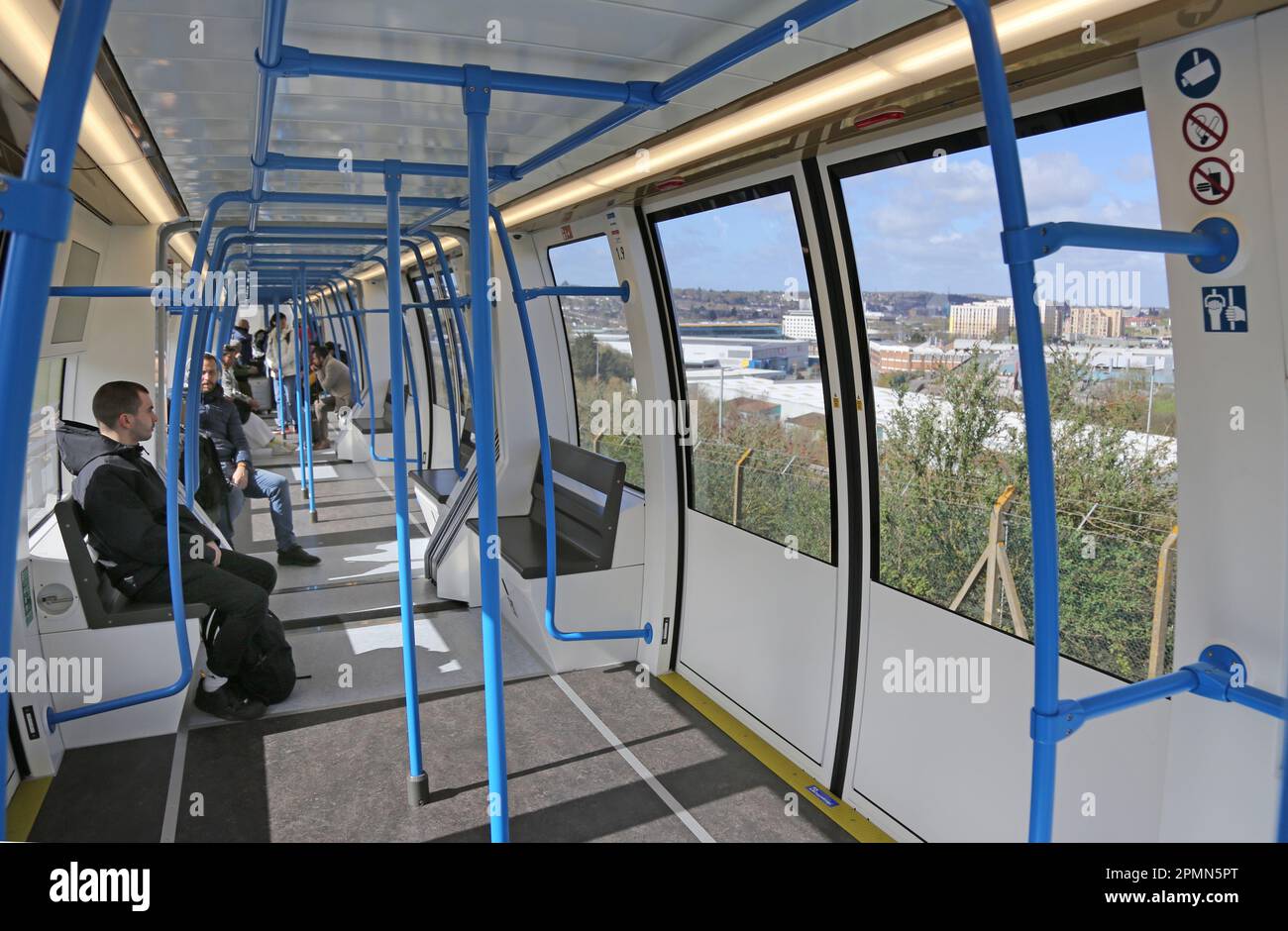 Interior of the new Luton Airport DART passenger transit system which
