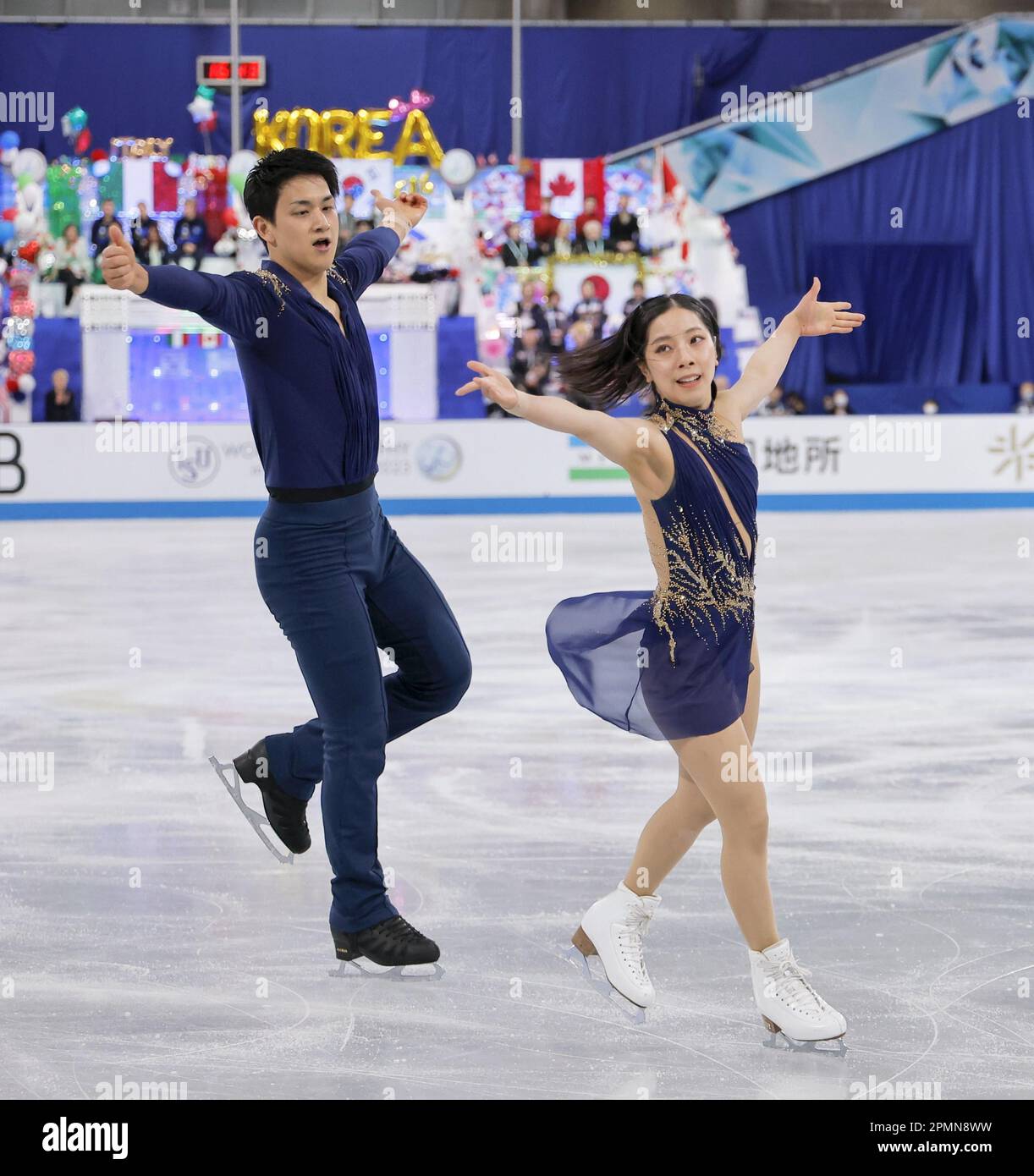 Tokyo, Japan, April 14, 2023. Japan's Riku Miura (R) and Ryuichi Kihara