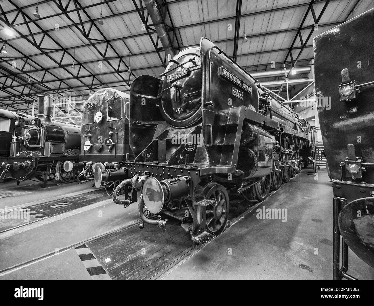 General image inside the National Railway Museum in York seen here featuring Southern Railways Clan Class locomotives Stock Photo