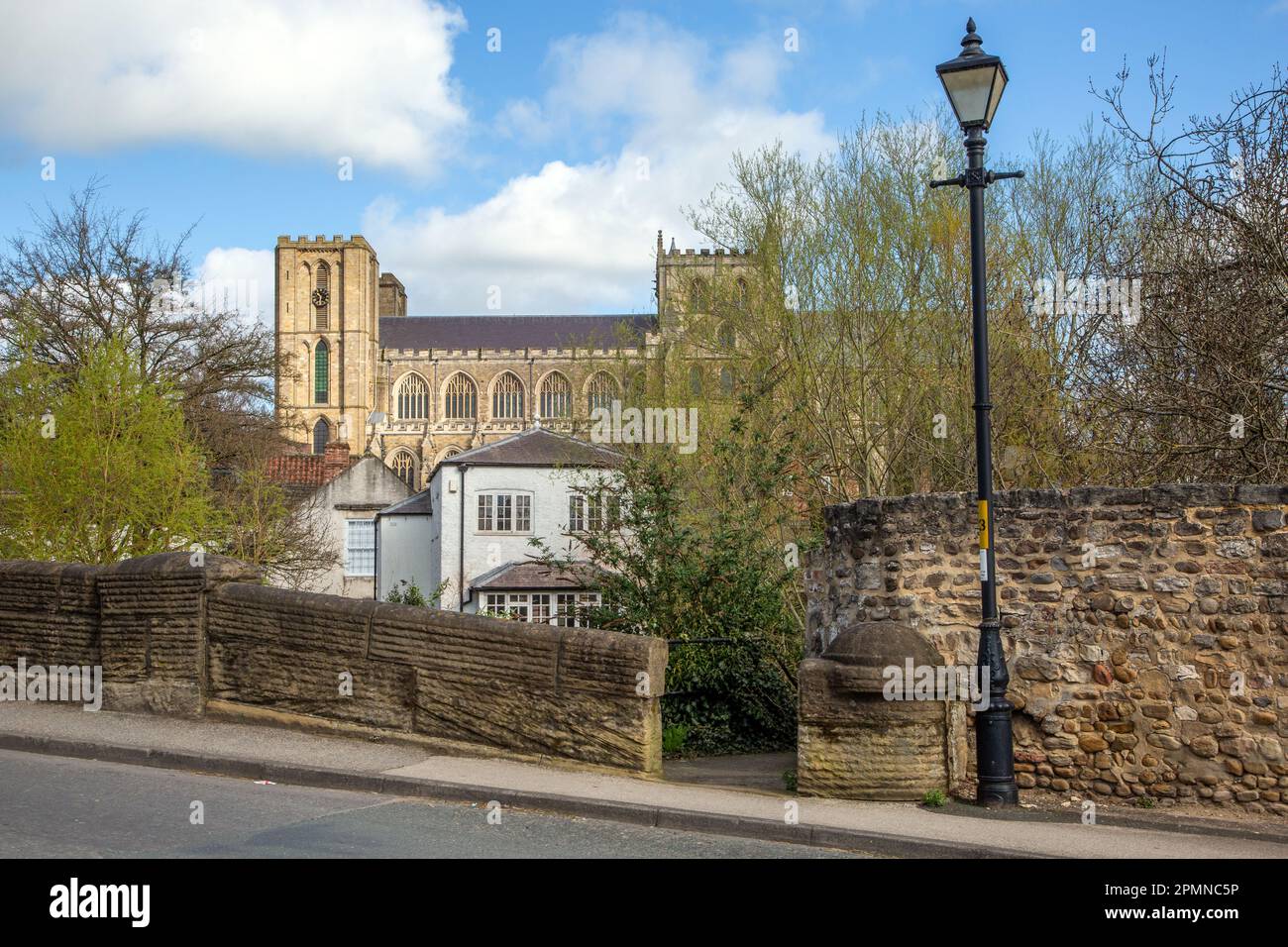 View of Ripon Cathedral take from the New bridge at Bondgate Green, in