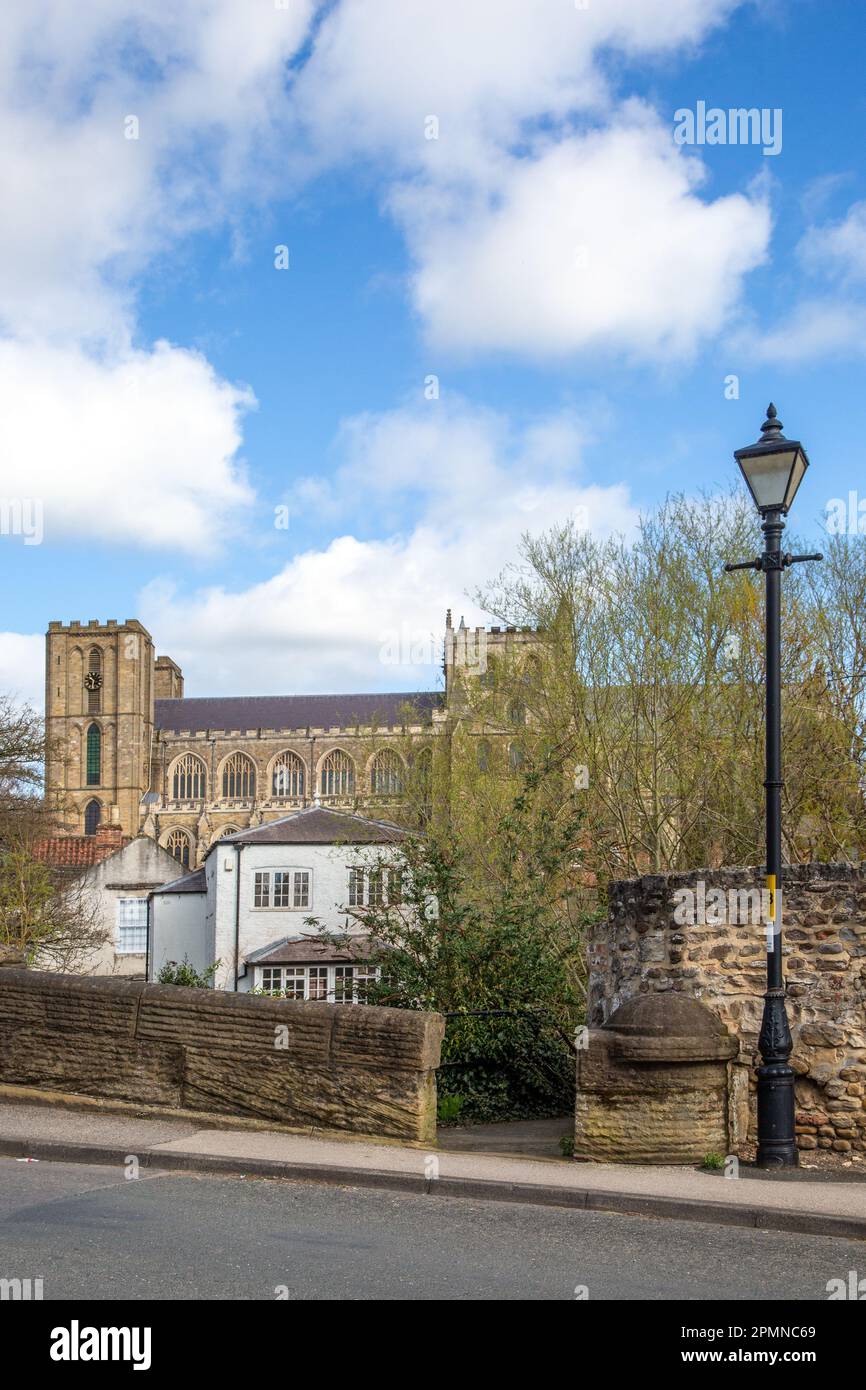 View of Ripon Cathedral take from the New bridge at Bondgate Green, in