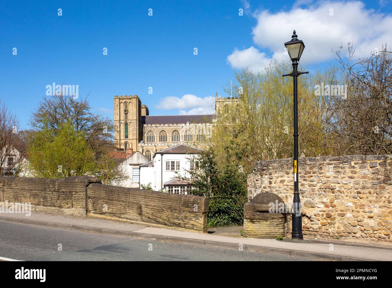 View of Ripon Cathedral take from the New bridge at Bondgate Green, in