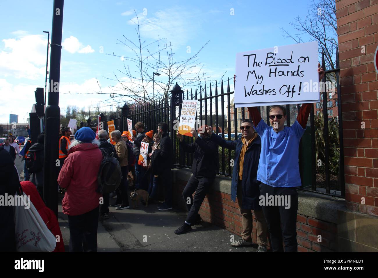 Newcastle Upon Tyne UK 14th April 2023 Junior Doctors Demo Outside Newcastle upon tyne uk 14th april 2023 junior doctors demo outside