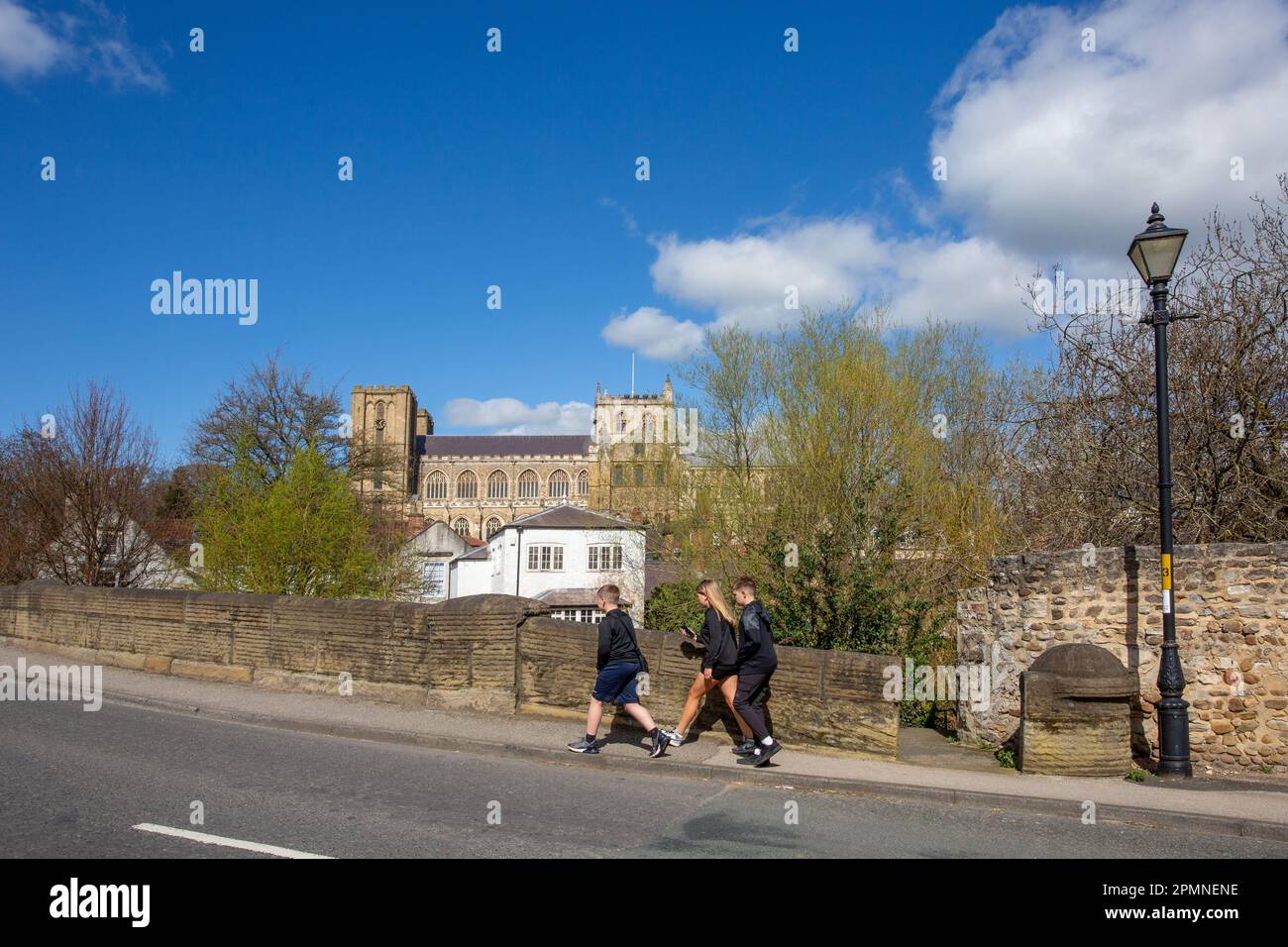 View of Ripon Cathedral take from the New bridge at Bondgate Green, in