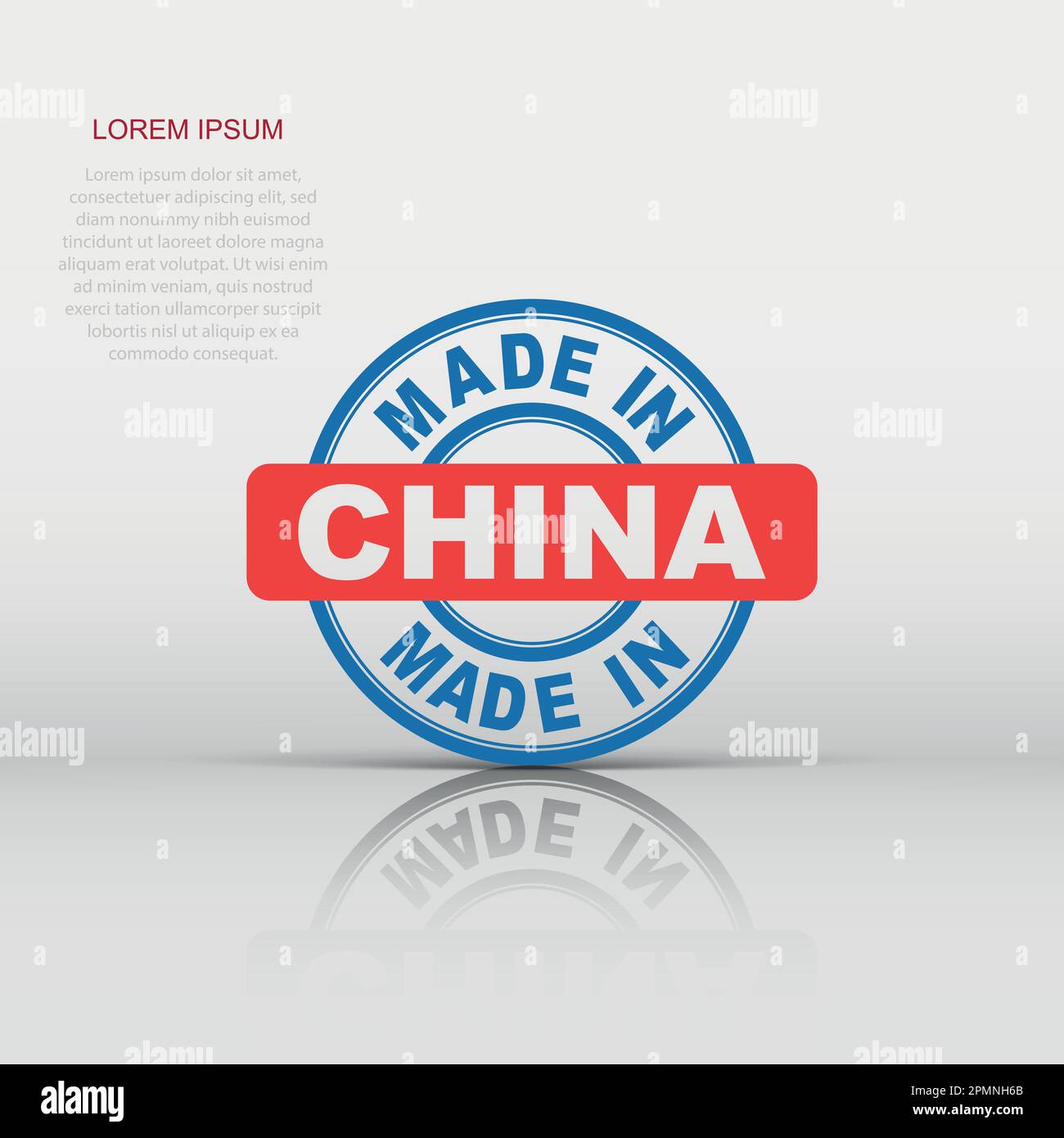 Made in China icon in flat style. Manufactured illustration pictogram