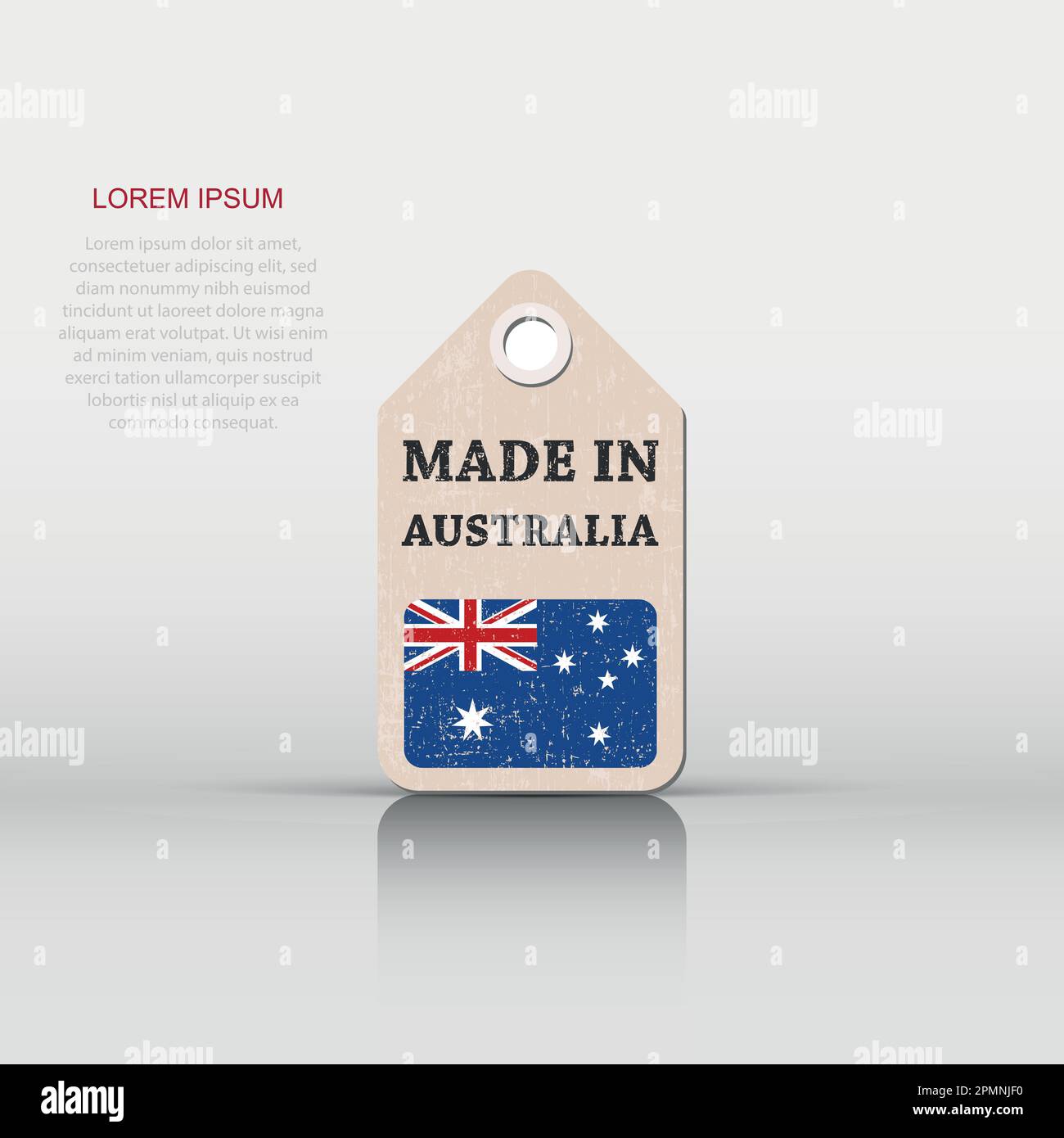 Hang tag made in Australia with flag. Vector illustration Stock Vector