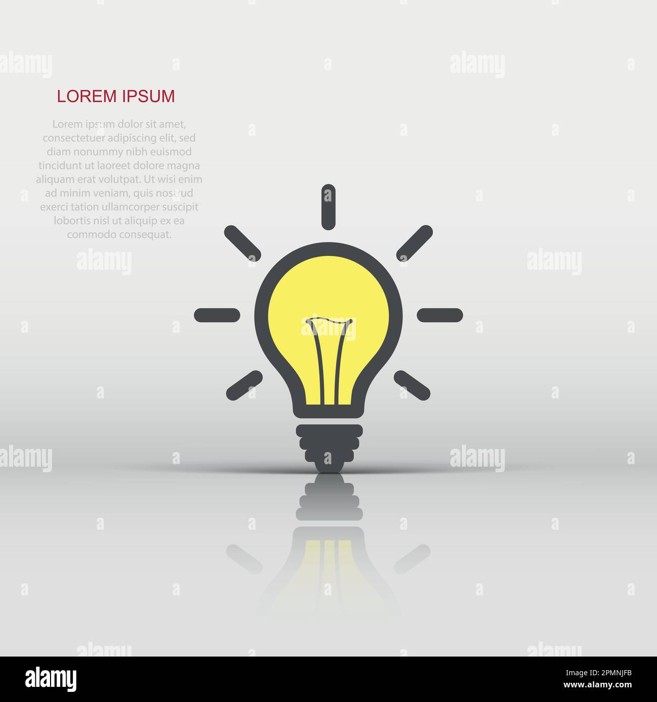 Vector light bulb icon in flat style. Lighting electric sign ...