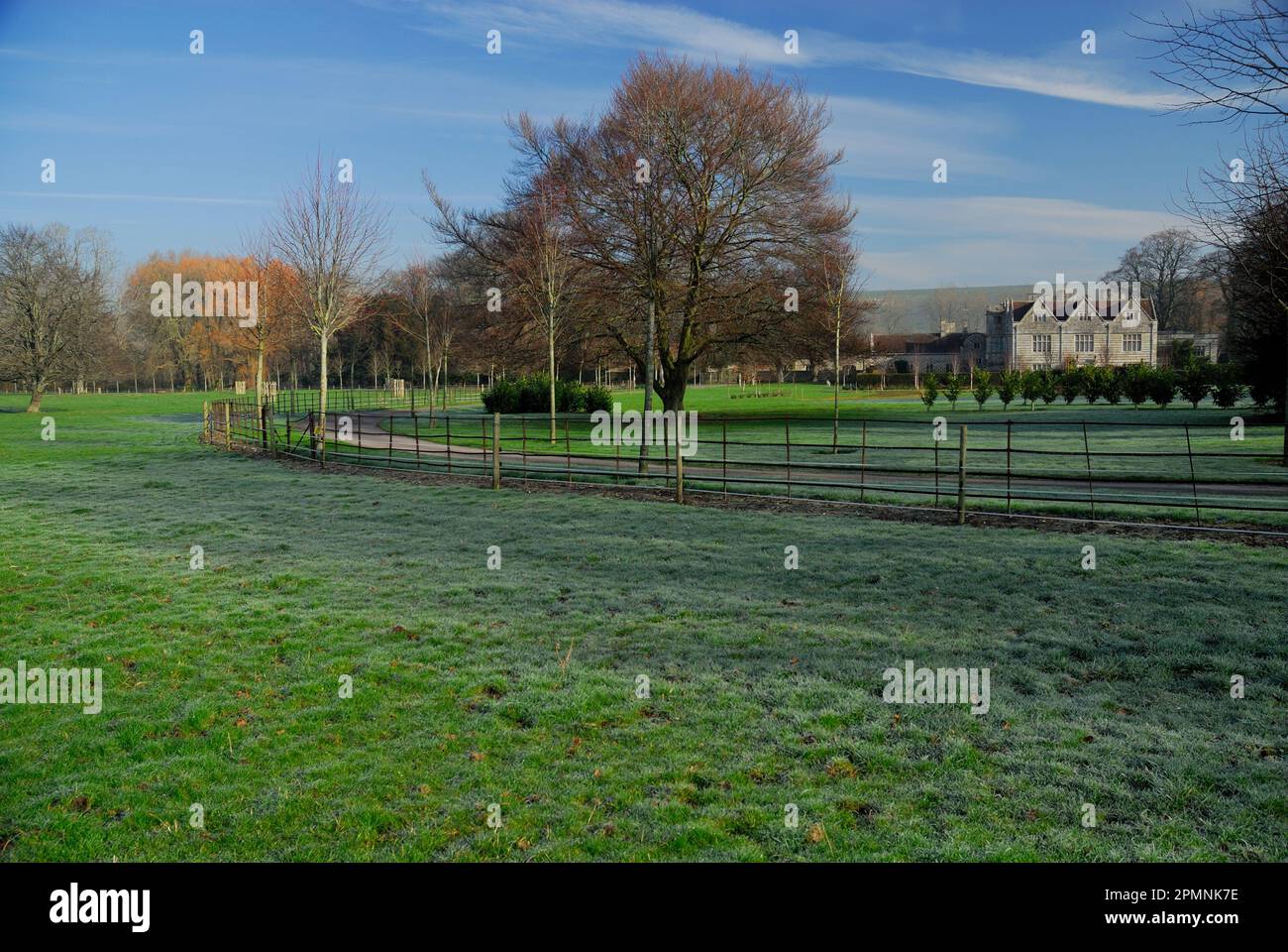 Stockton House on a frosty morning in the Wylye valley, Wiltshire Stock