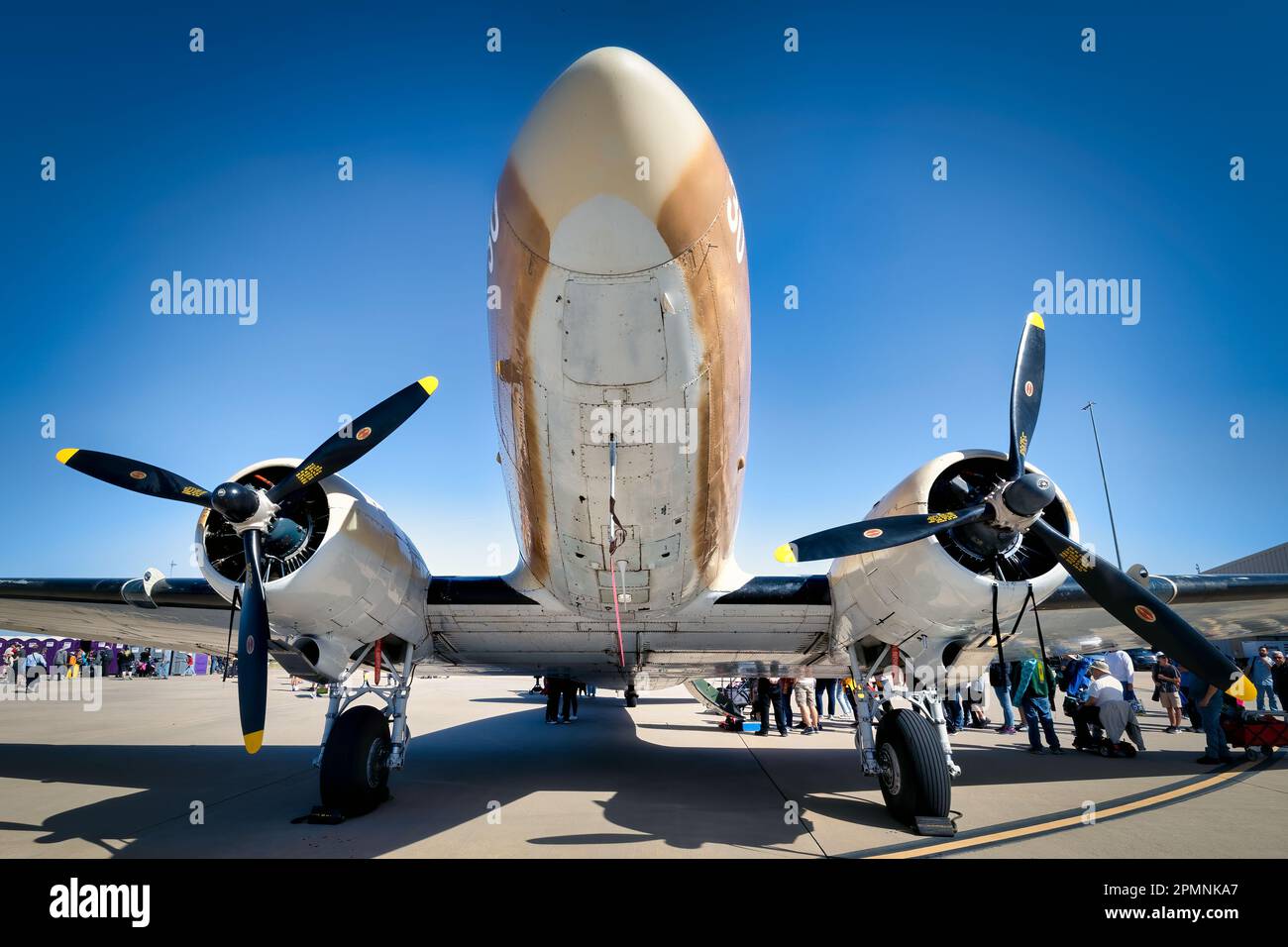 A C-47 Skytrain on display at the 2023 Thunder and Lightning Over Arizona airshow in Tucson, Arizona. Stock Photo