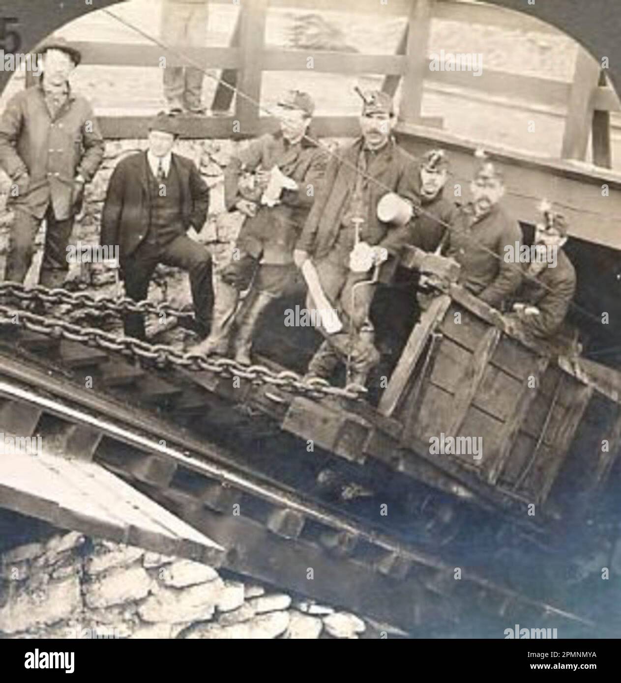 Coal miners in Hazleton, Pennsylvania, in 1900. Stock Photo
