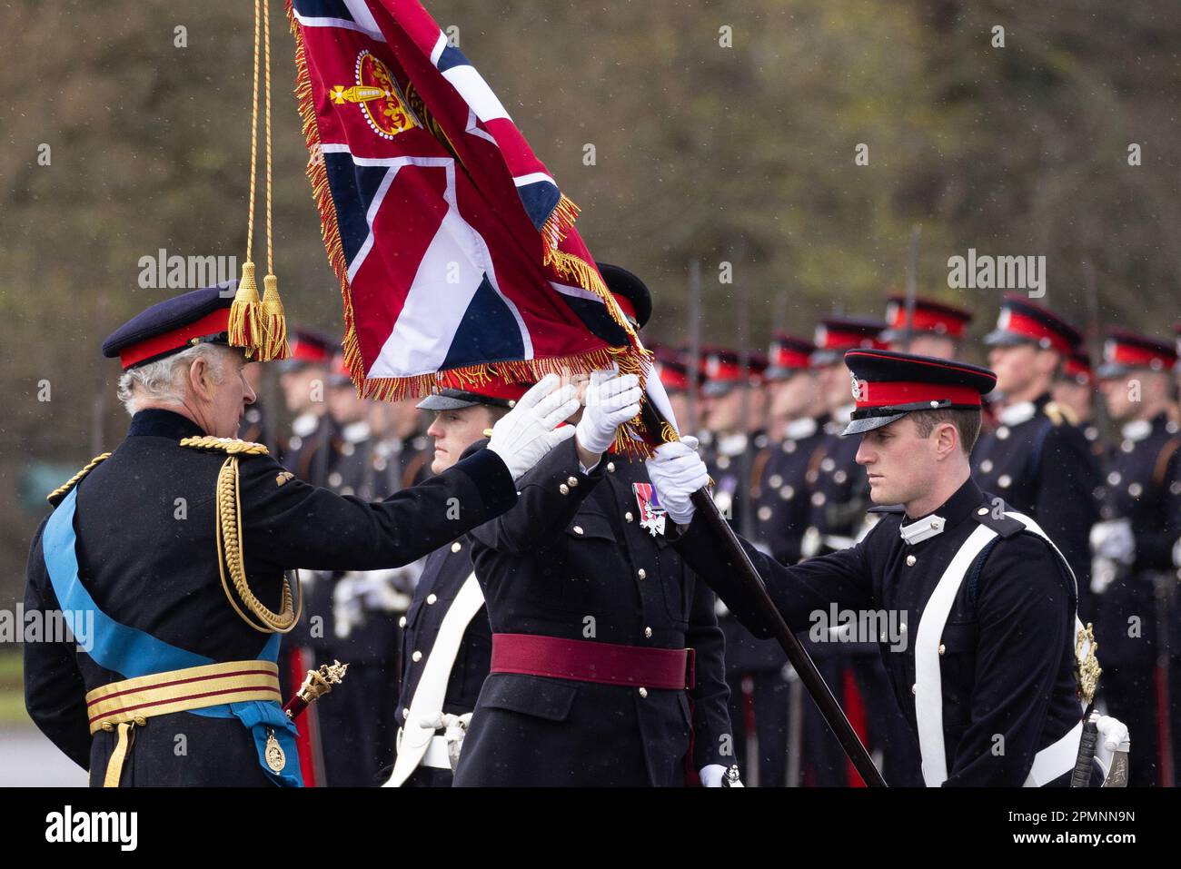 King Charles III honours the new colours during the 200th Sovereign's