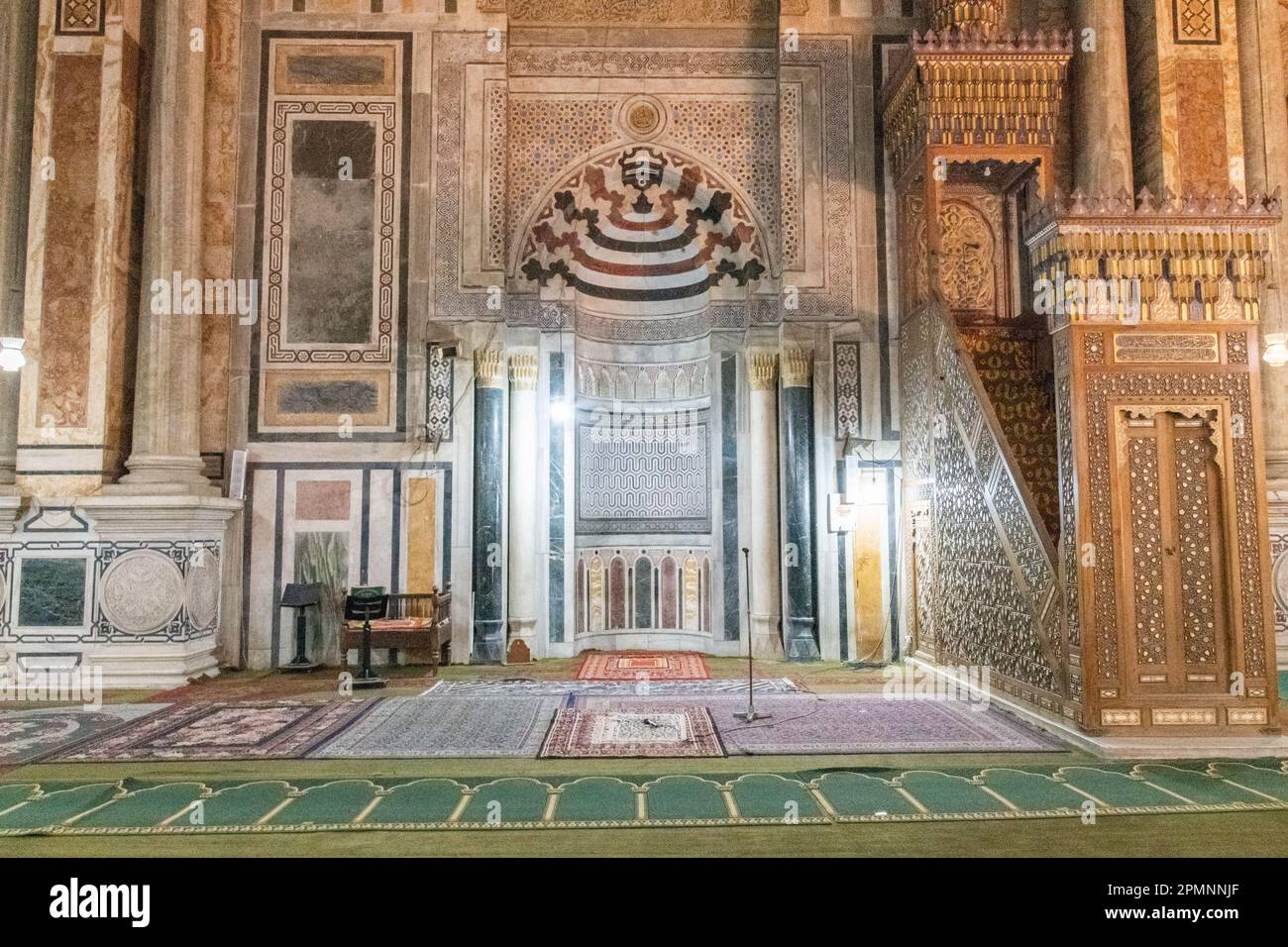 The Mihrab inside the prayer hall of Al-Rifai Mosque in Cairo, Egypt Stock Photo