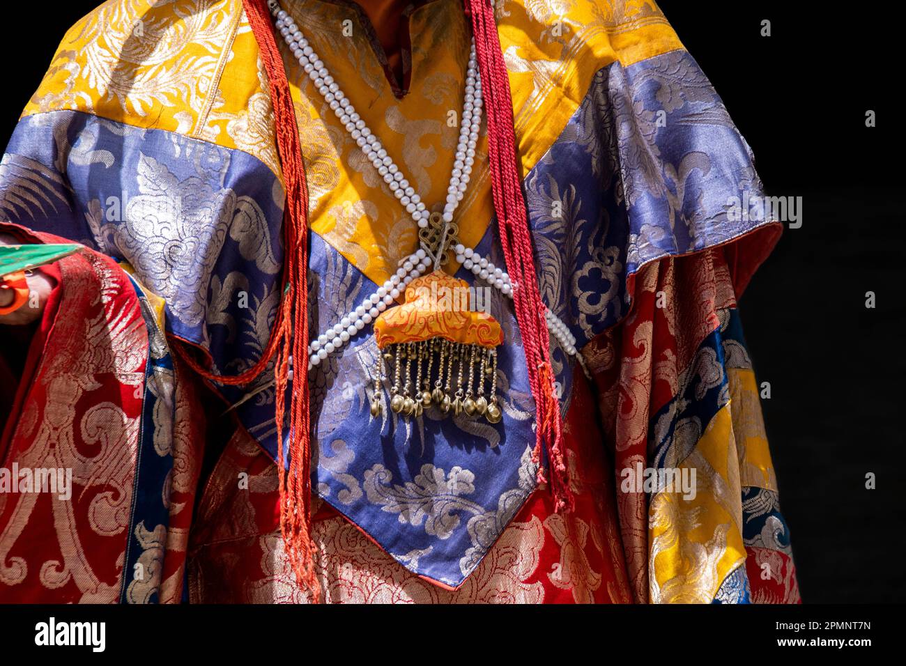 Details of Monks Robes during the Phyang Monastery Festival in Ladakh, India Stock Photo
