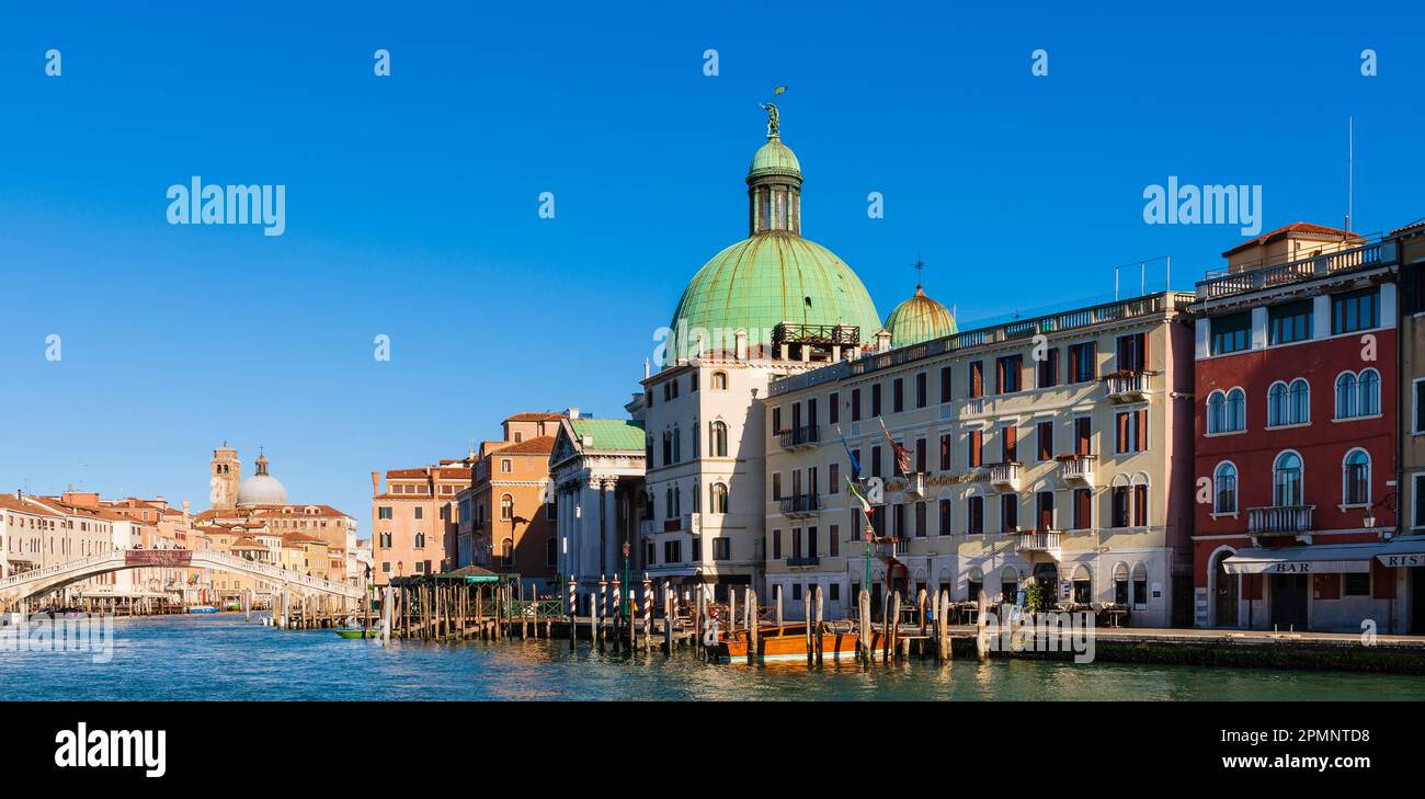 Church of San Simeone Piccolo on Grand Canal (Canal Grande) in Sestiere Santa Croce; Veneto, Venice, Italy Stock Photo