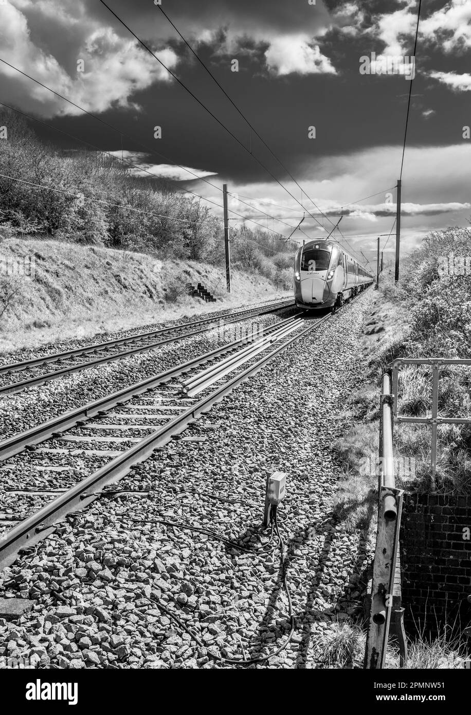 The new LNER Azuma electric train operating on the East Coast Mainline