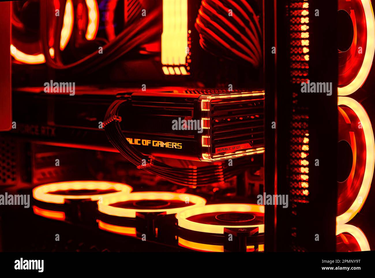 Milan, Italy 14 april 2023: Get a glimpse of the latest technology with a  close-up of the NVIDIA GeForce RTX 4070 Ti GPU in an illuminated gaming PC  s Stock Photo - Alamy