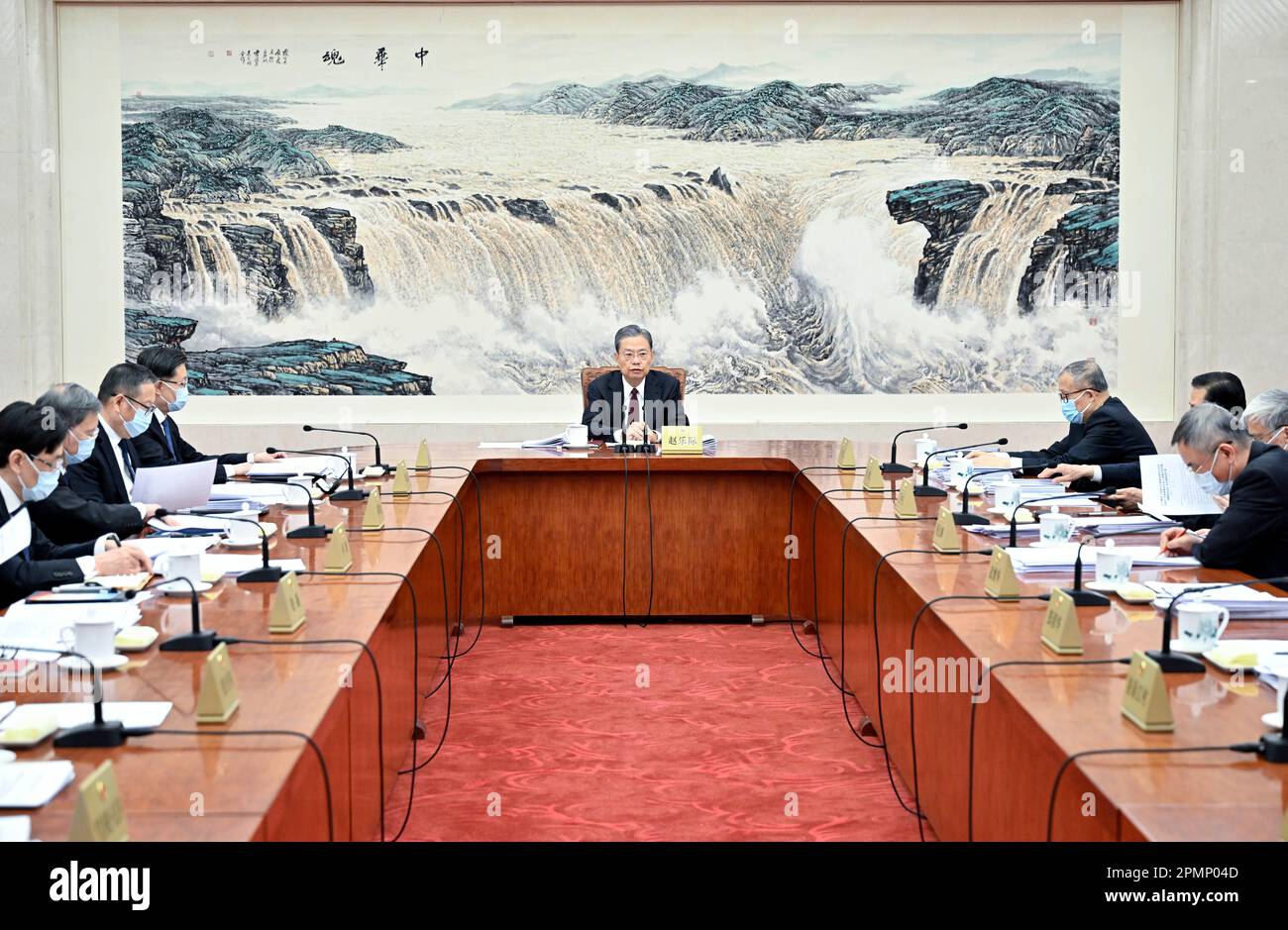 Beijing, China. 14th Apr, 2023. Zhao Leji, chairman of the National