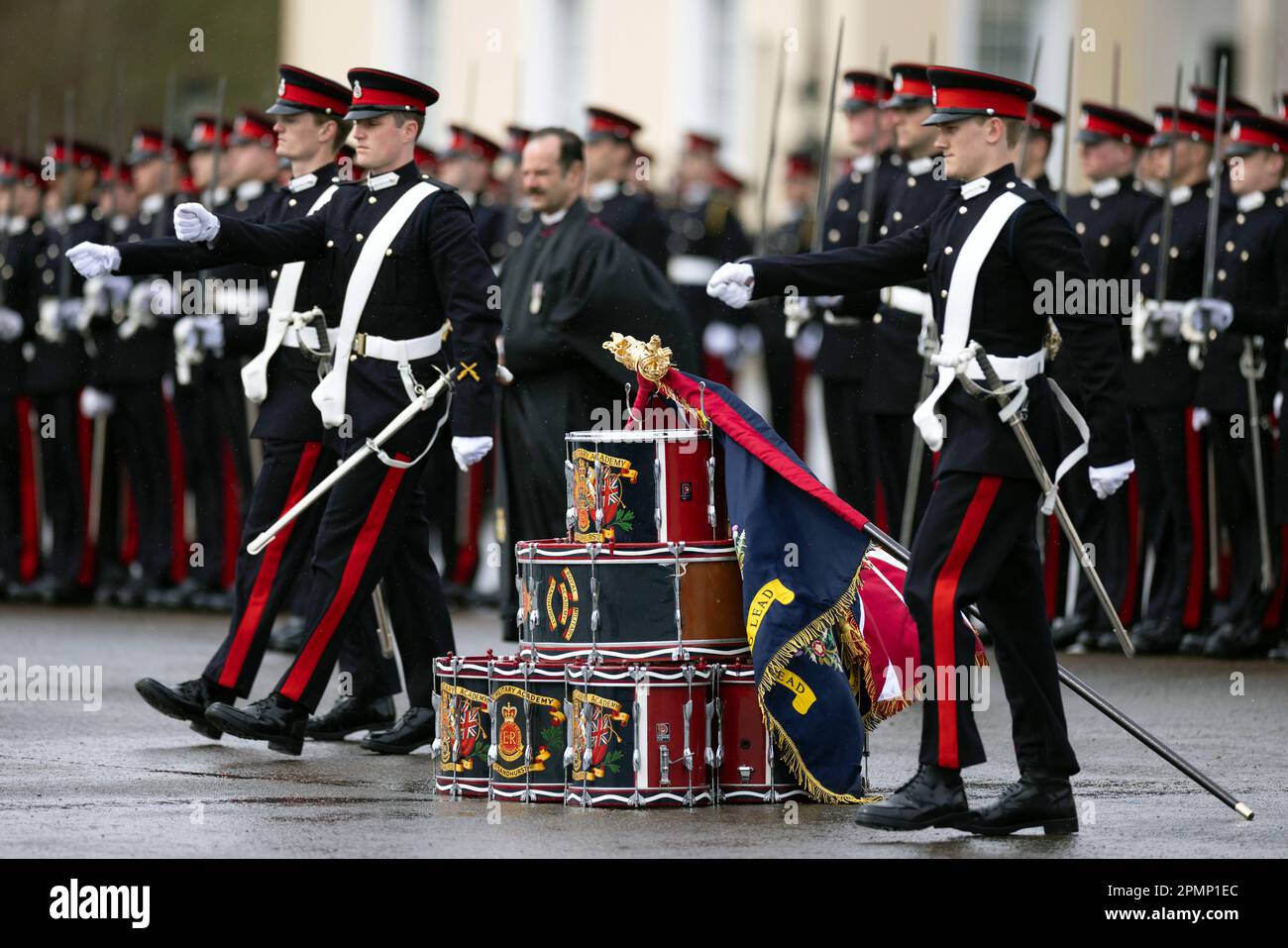 The King's new colours are paraded during the inspection of the 200th