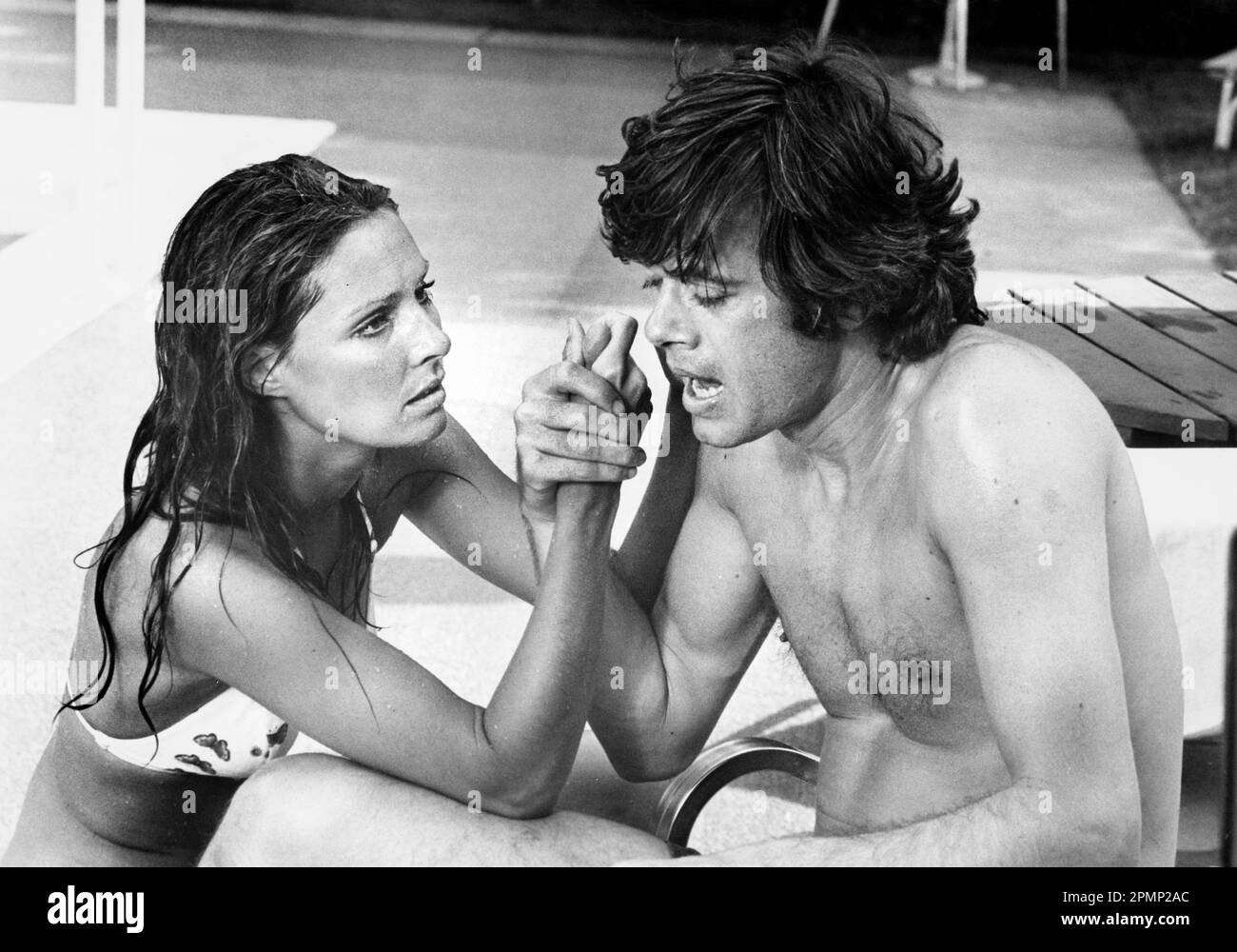 Jennifer O'Neill, Michael Sarrazin, on-set of the Film, 'The Reincarnation Of Peter Proud', American International Pictures, 1975 Stock Photo
