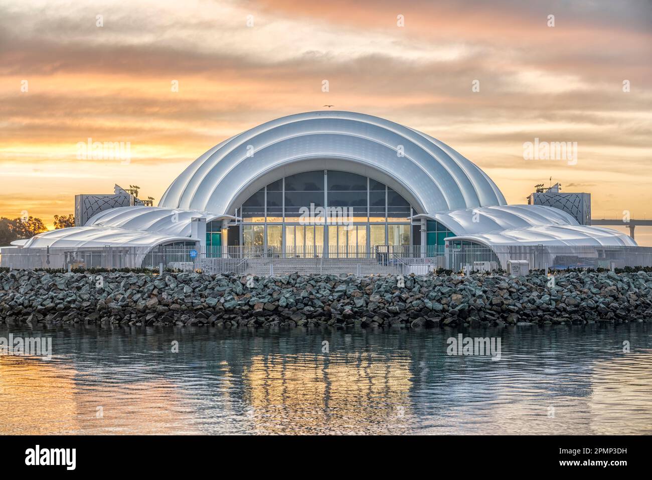The Rady Shell at Jacobs Park in San Diego, California, USA. This image is of the backside of the structure. Stock Photo