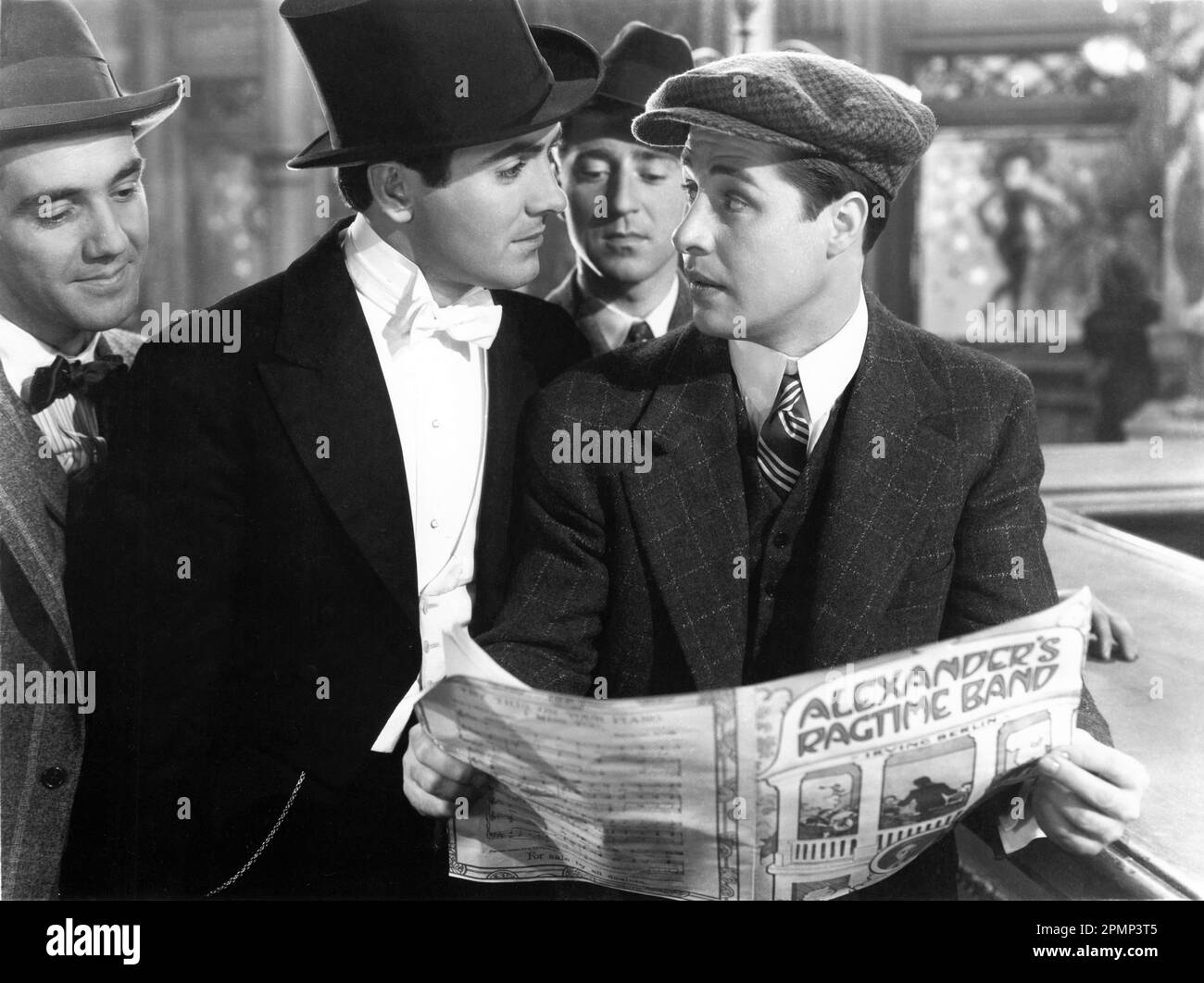 TYRONE POWER and DON AMECHE in ALEXANDER'S RAGTIME BAND 1938 director HENRY KING songs Irving Berlin costumes Gwen Wakeling Twentieth Century Fox Stock Photo