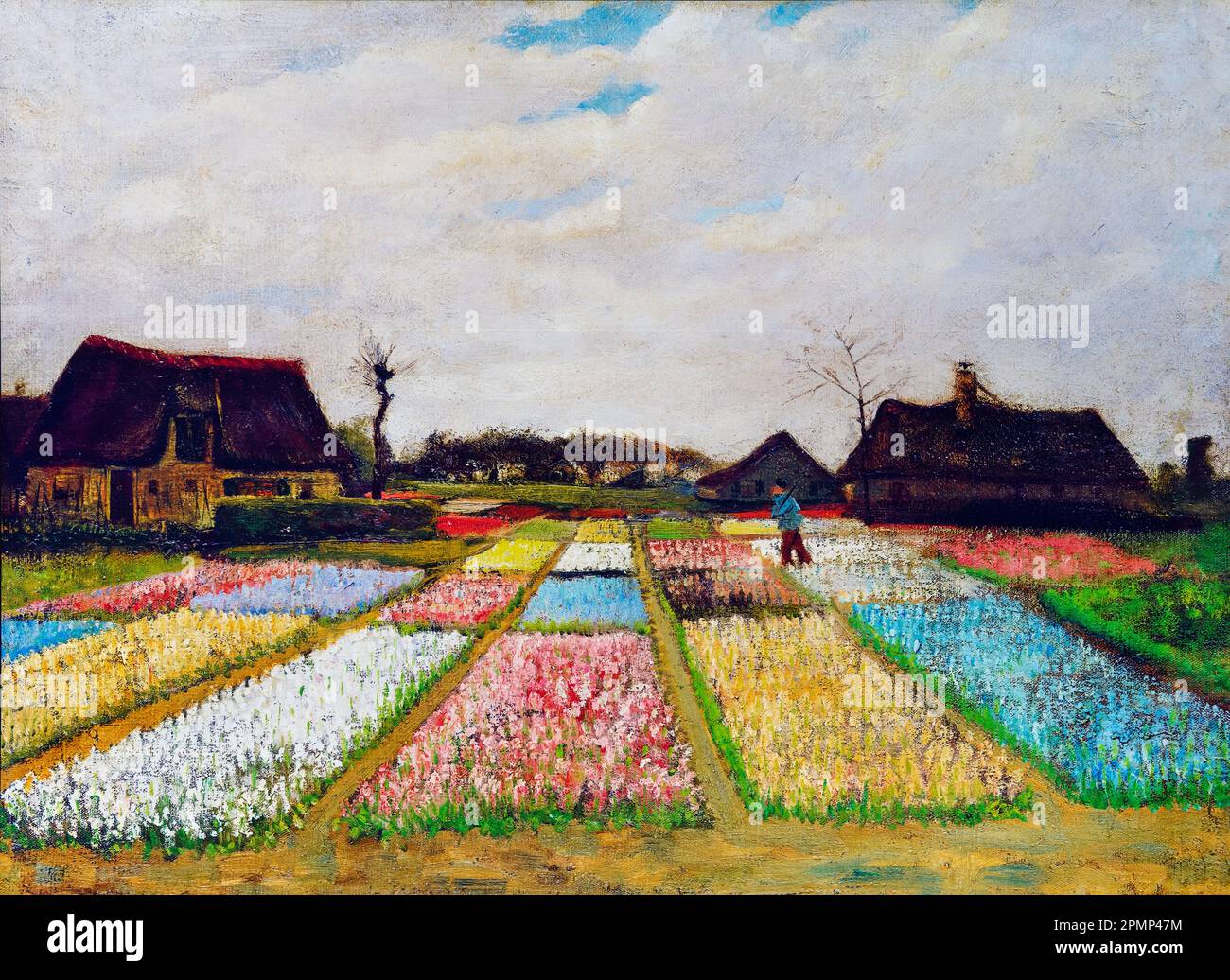 Bulb Fields, Flower beds in Holland, Vincent Van Gogh painting, 1883. Stock Photo