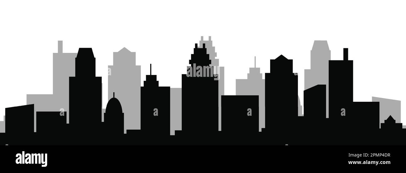 Flat Black Cityscape Silhouette city buildings set Modern Stock Vector ...
