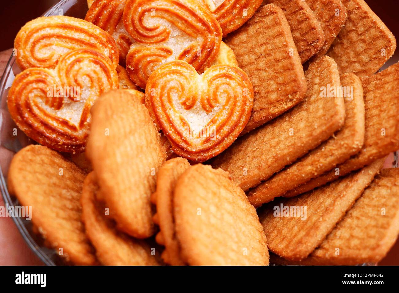 Wheat based biscuits in the plate with blury background. Indian biscuits popularly known as Chai
