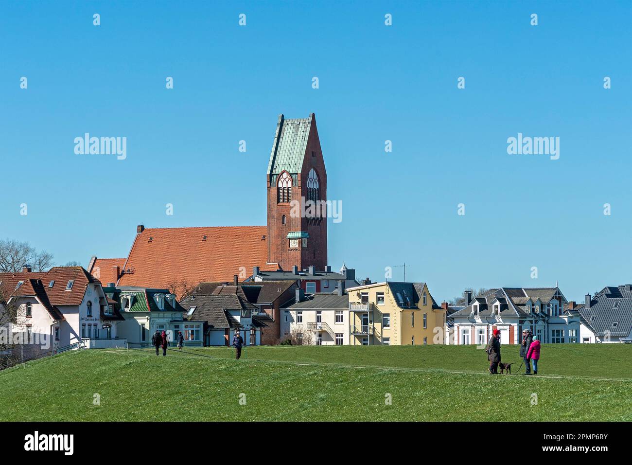 St Petri Church, houses, Cuxhaven, LowerSaxony, Germany Stock Photo