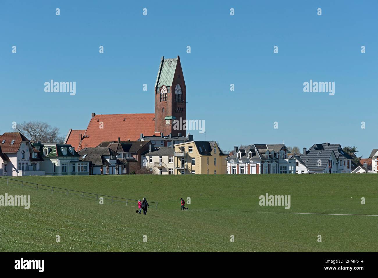 St Petri Church, houses, Cuxhaven, LowerSaxony, Germany Stock Photo