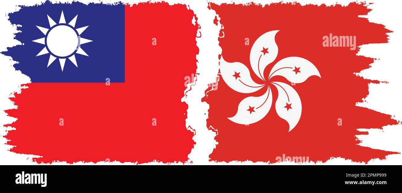Hong Kong and Taiwan grunge flags connection, vector Stock Vector Image