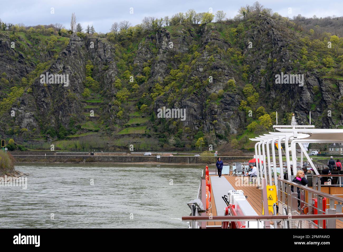 Cruising along the Middle Rhine on the Viking Hlin Stock Photo