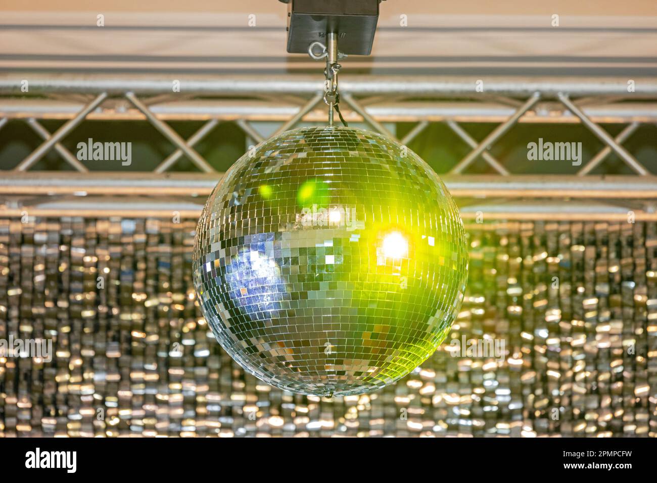 Rotating Mirrors Ball Spot Reflection in Retro Style Disco Club Fun ...