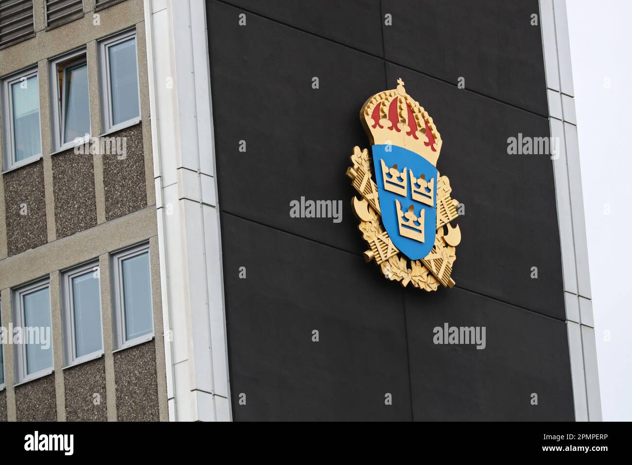 Flag for the Swedish police authority. Stock Photo