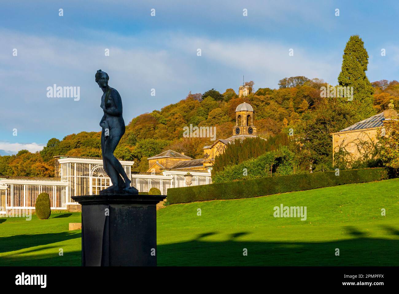 View over the gardens of Chatsworth House a stately home near Bakewell