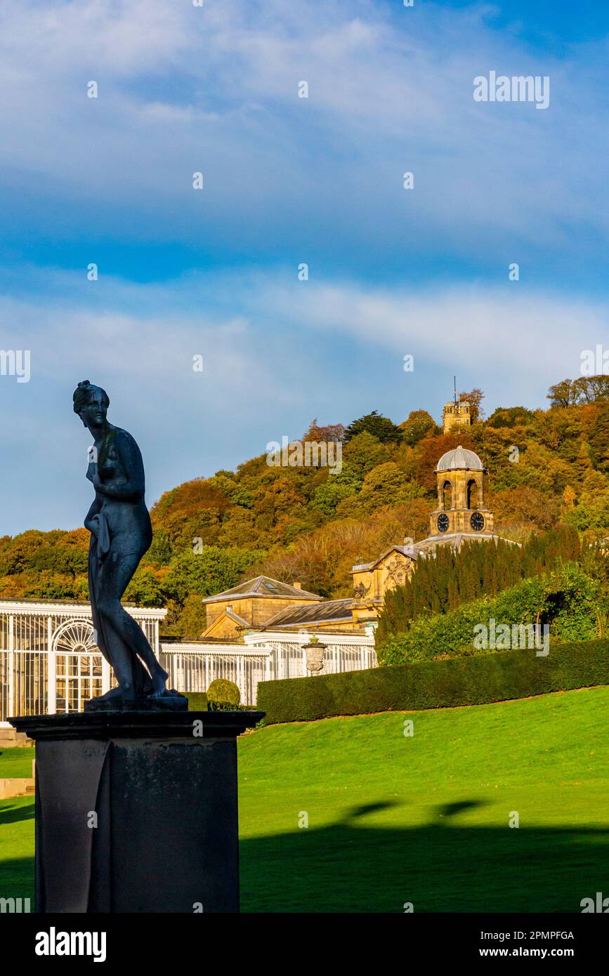 View over the gardens of Chatsworth House a stately home near Bakewell
