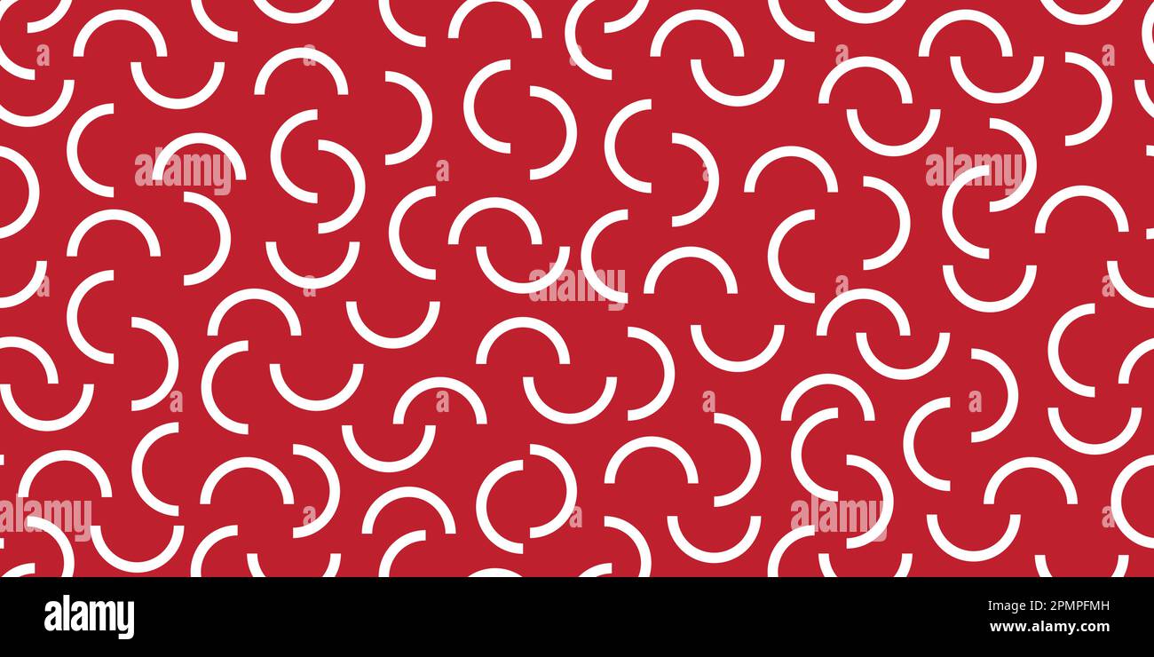 Seamless Pattern Arcs Geometric Vector isolated wallpaper background red Stock Vector