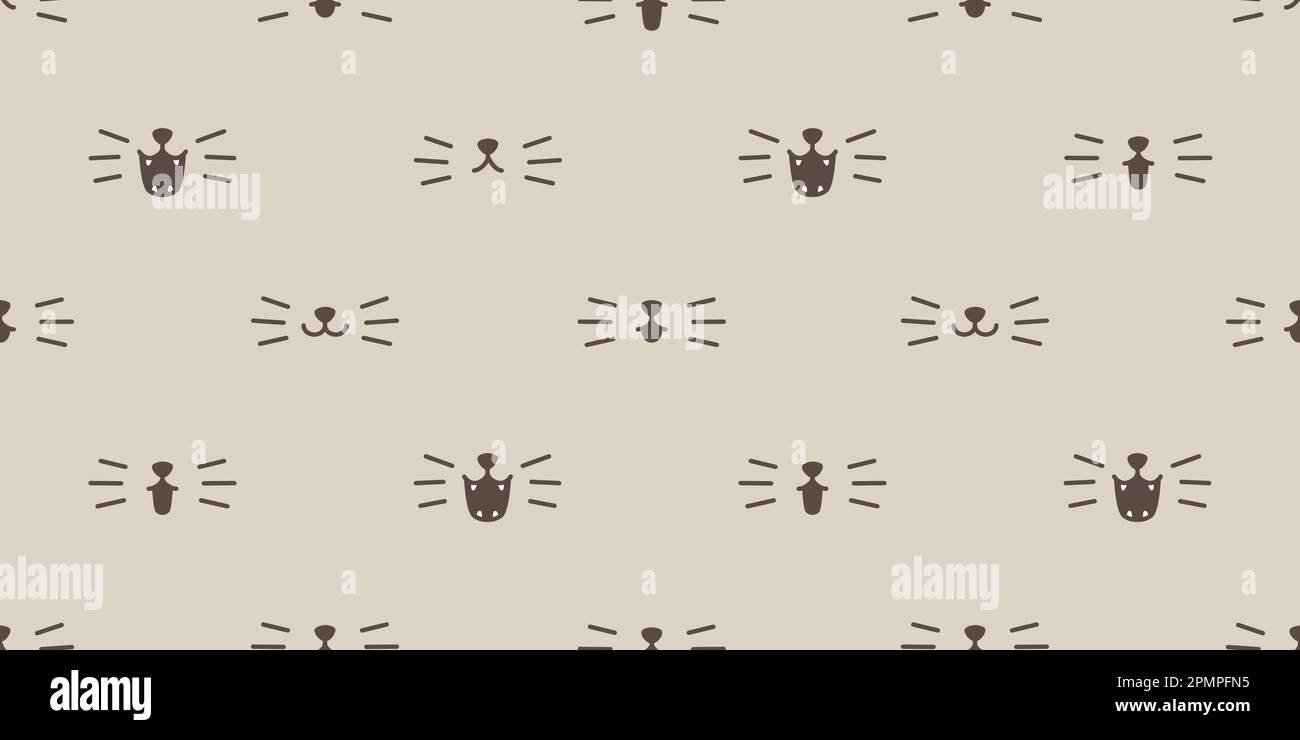 cat seamless pattern vector kitten smile isolated mouth icon background ...