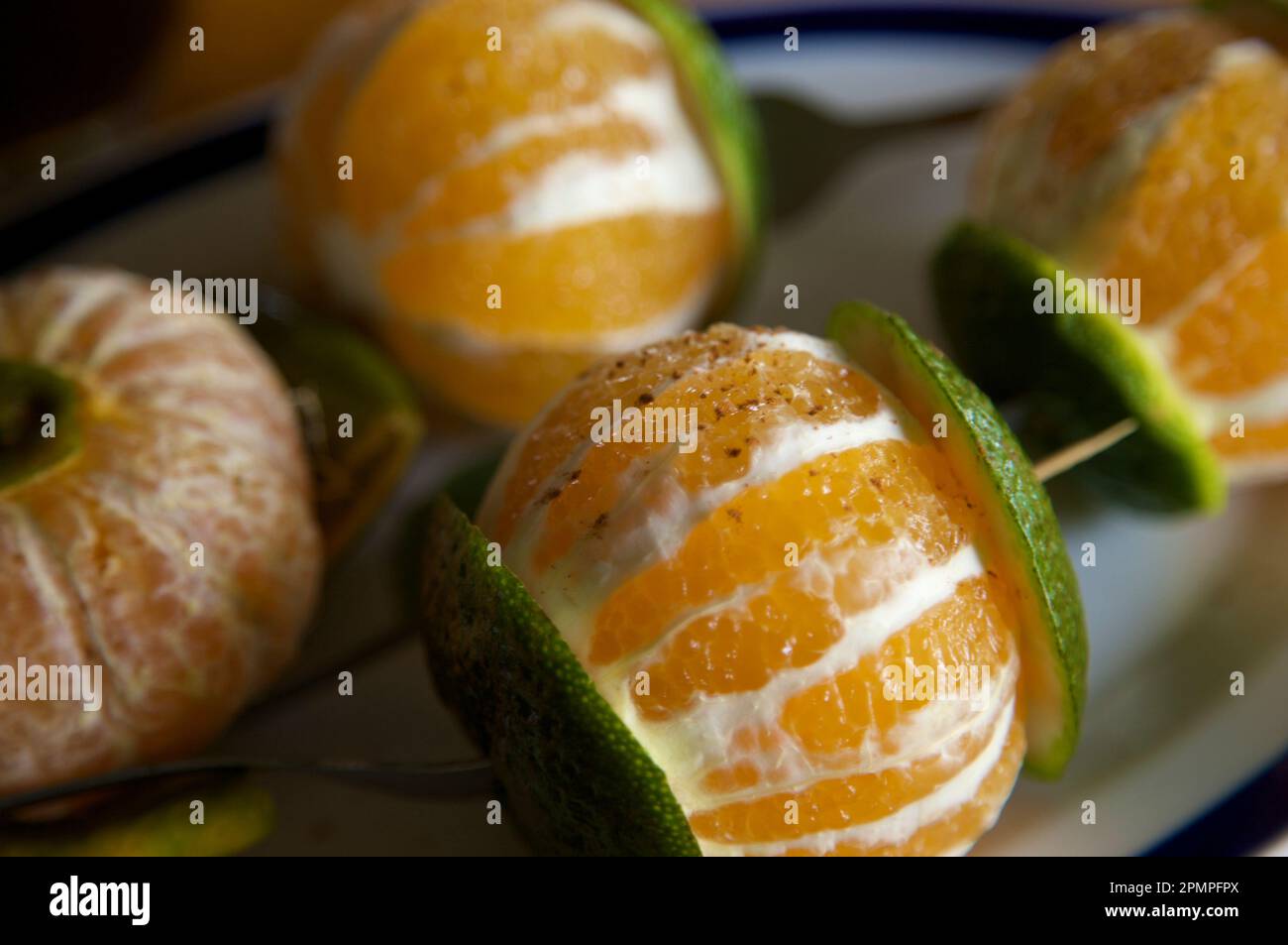 Luscious tropical fruit at a restaurant in Jamaica; Port Antonio, Jamaica Stock Photo