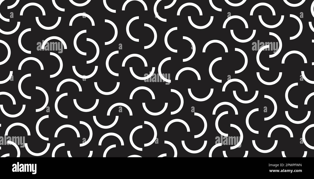 Seamless Pattern Arcs Geometric Vector wallpaper background isolated black Stock Vector
