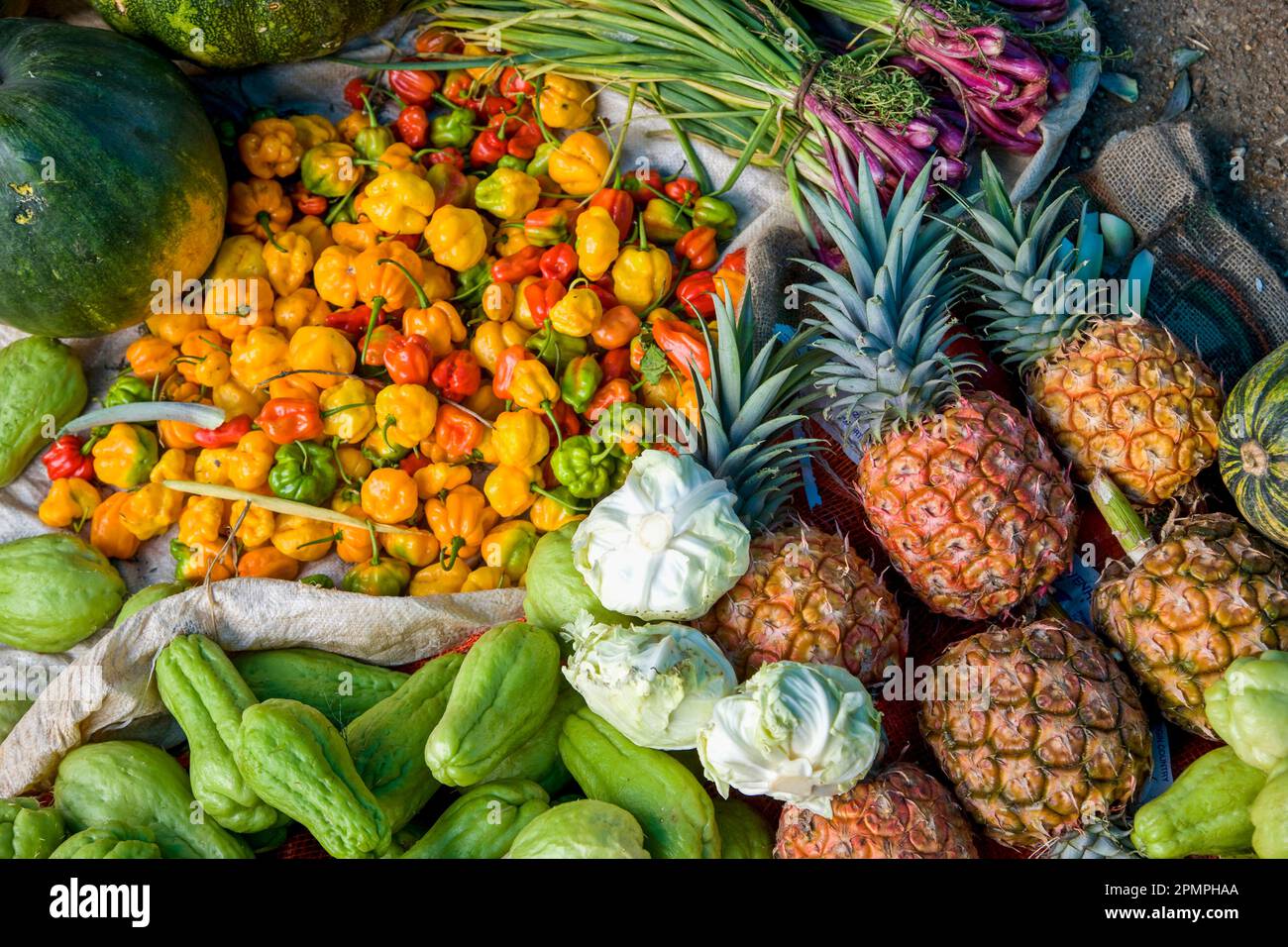 Jamaican locals sell fresh produce at the aptly named town of Newmarket
