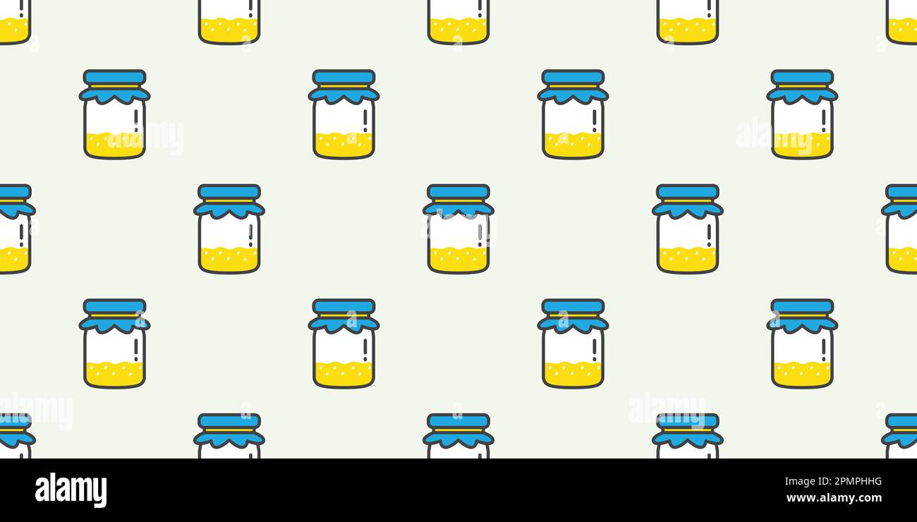 fruit Jam Bottle Seamless Pattern vector isolated background wallpaper Stock Vector